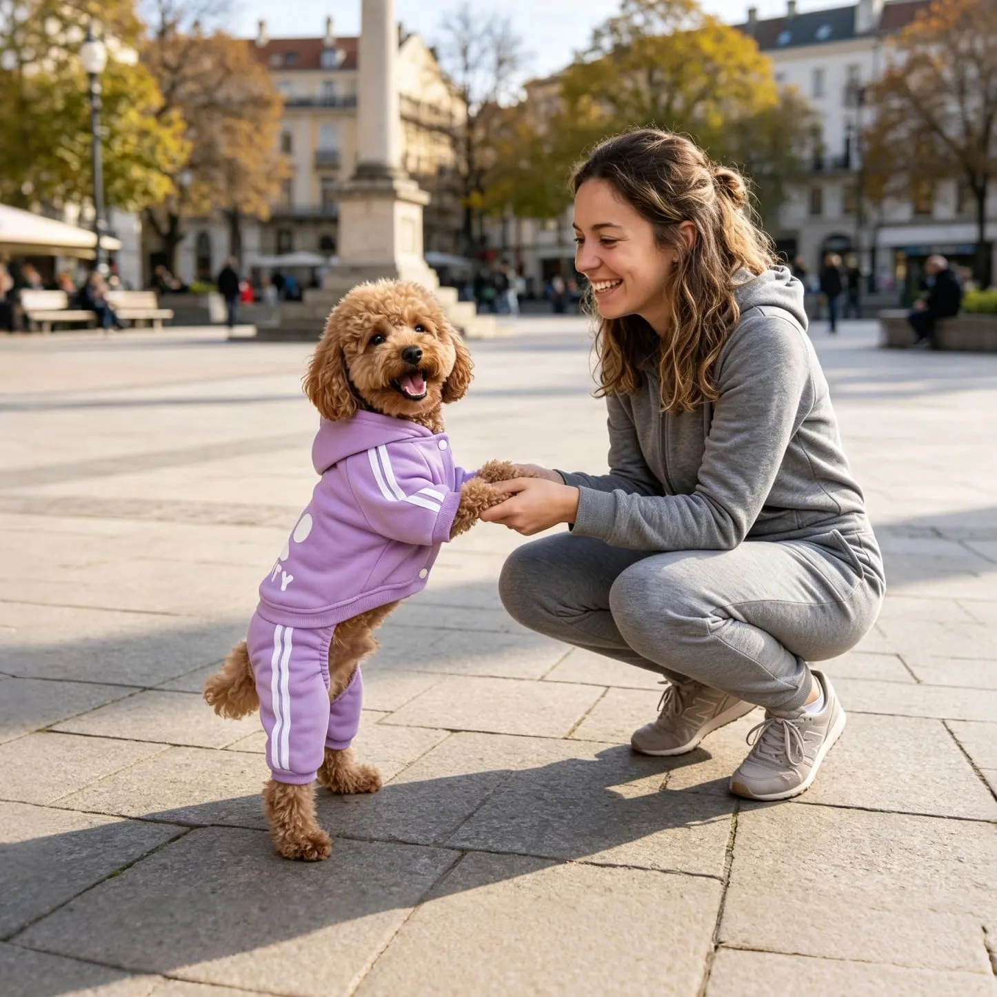 Dolahovy Felpa con cappuccio per cani Abbigliamento animali domestici Maglioni cuccioli autunno inverno Cappotti in pile cani Abito cane cotone per Chihuahua Small Medium Cani (Violetta, L) - immagine 3