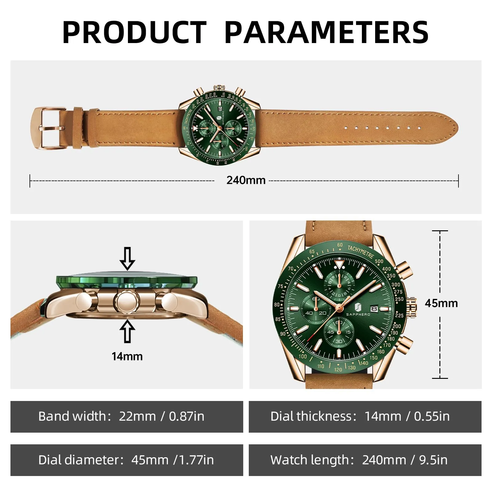 BENYAR BY Orologio Uomo Cronografo Analogico al Quarzo Impermeabile Luminoso Orologio da Polso Sportivo Orologi Regali per Uomo - immagine 5