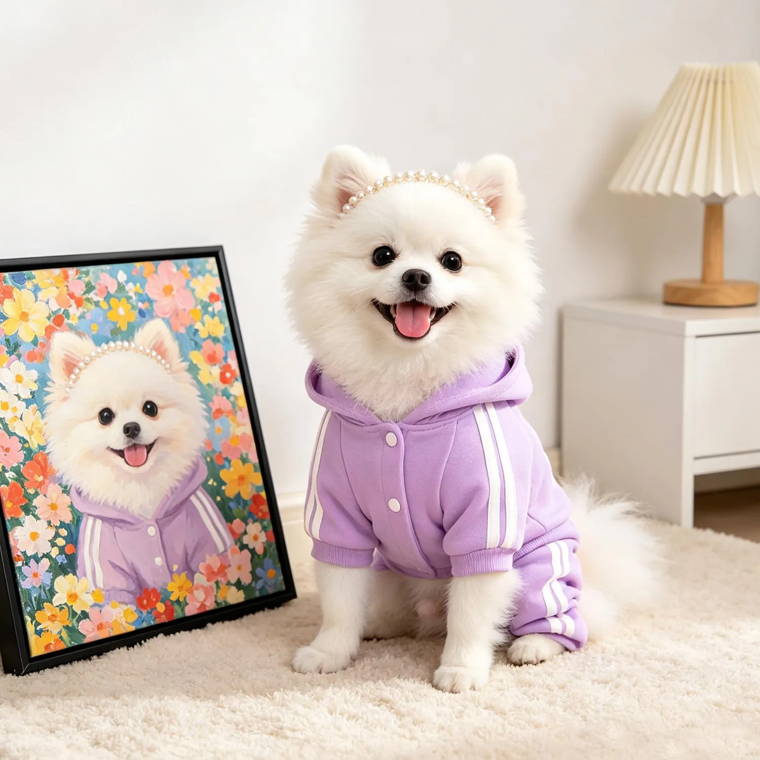 Dolahovy Felpa con cappuccio per cani Abbigliamento animali domestici Maglioni cuccioli autunno inverno Cappotti in pile cani Abito cane cotone per Chihuahua Small Medium Cani (Violetta, XL) - immagine 5