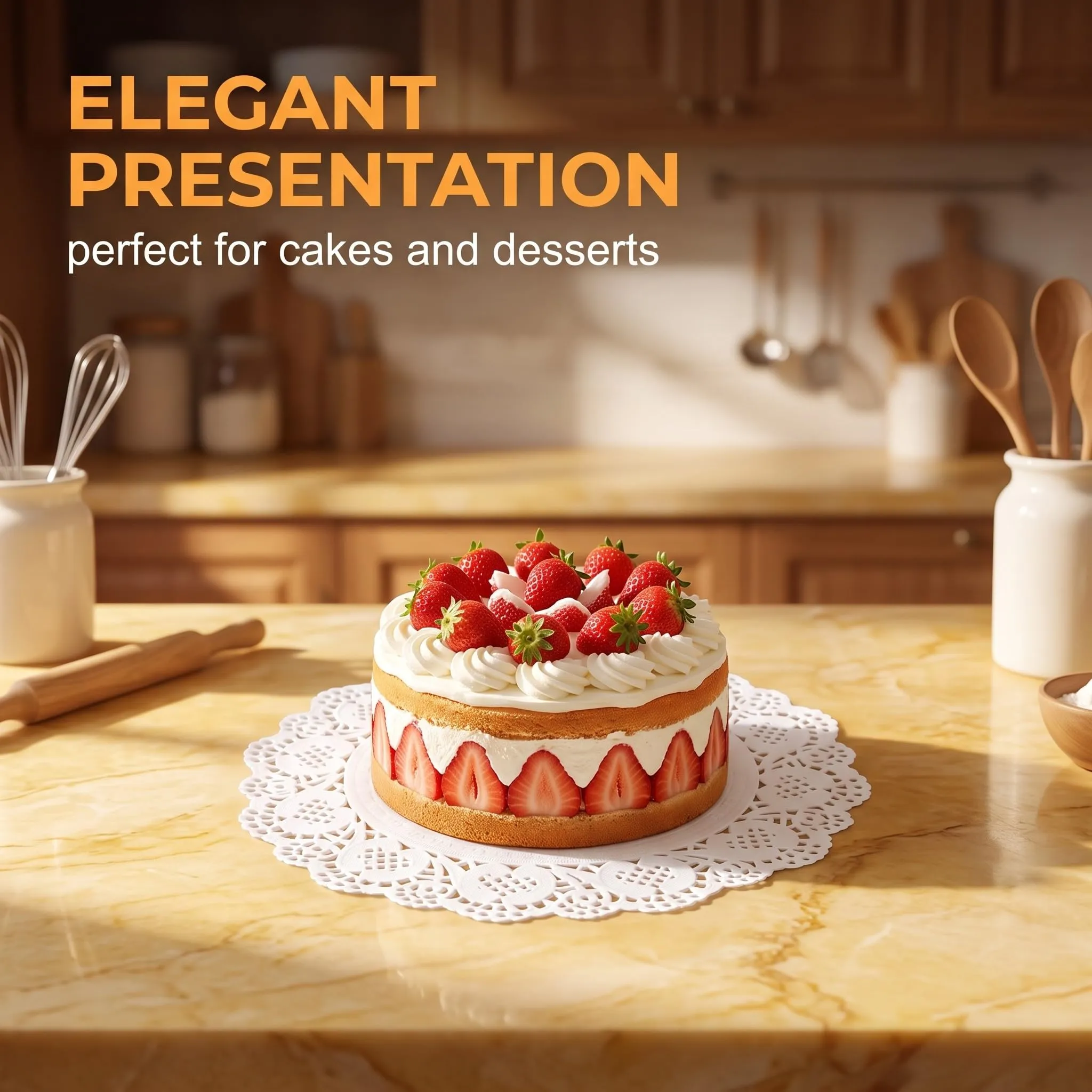 50 Pezzi Tovagliette Rotonde in Carta per Torte, 30.5 cm (12 Pollici) Sottotorta Tondo e Sottopiatti Carta Monouso, Carta Assorbente per Fritti e Dolci, Ideali per Pasticceria e Cucina, Bianco - immagine 2