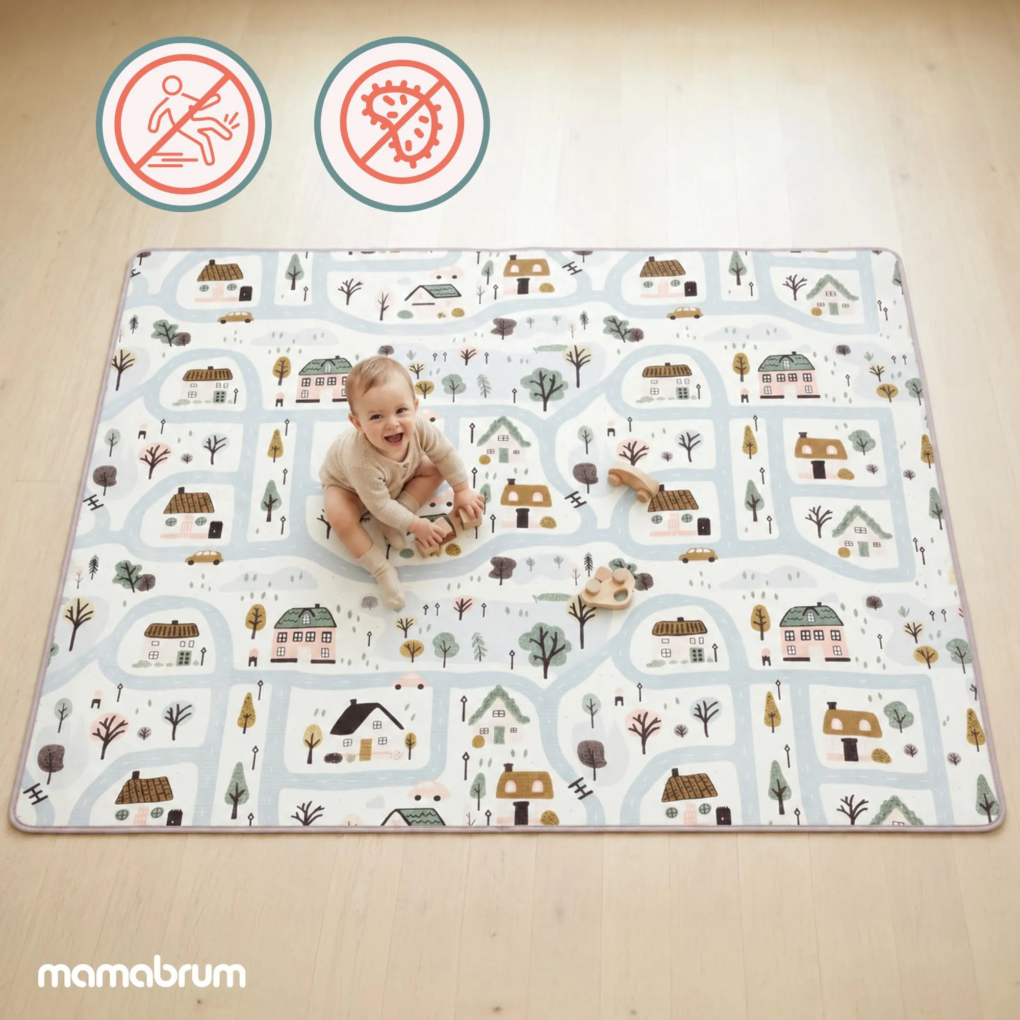 Tappeto Gioco Pieghevole XPE 180x150 cm Double Face per Bambini - immagine 5