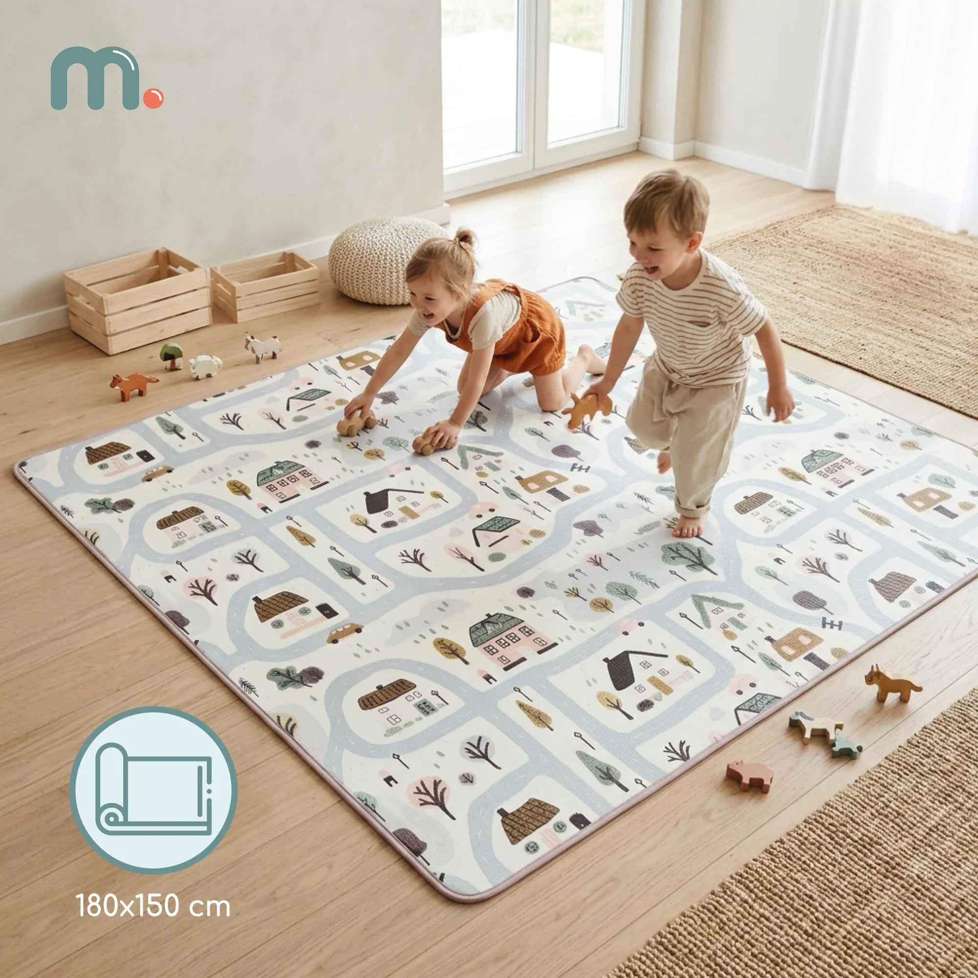 Tappeto Gioco Pieghevole XPE 180x150 cm Double Face per Bambini - immagine 9