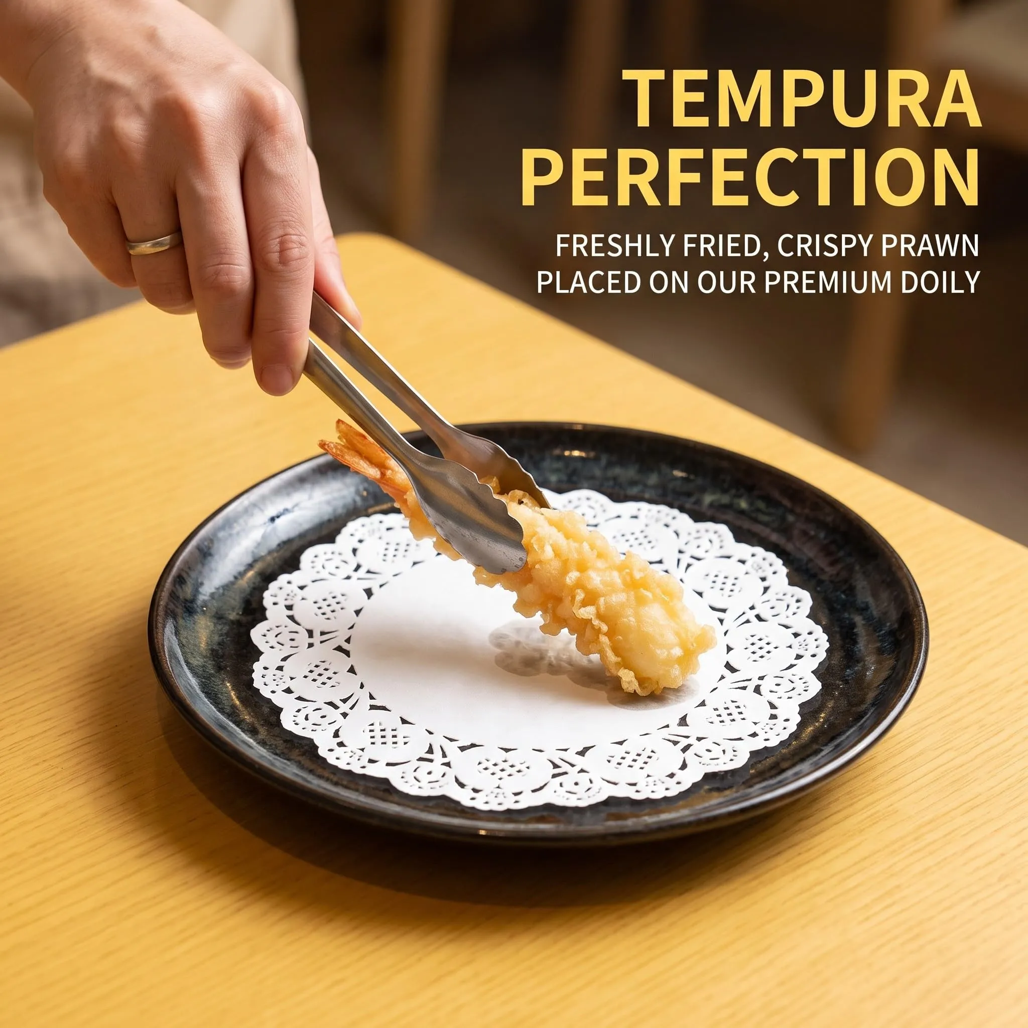 280 Centrini di Carta Rotondi 11.4 cm, Sottopiatti in Pizzo Bianco per Dolci e Torte, Tovagliette di Cartas Monouso Eleganti per Decorazione Tavola, Matrimonio e Buffet, Carta Assorbente per Fritti - immagine 4
