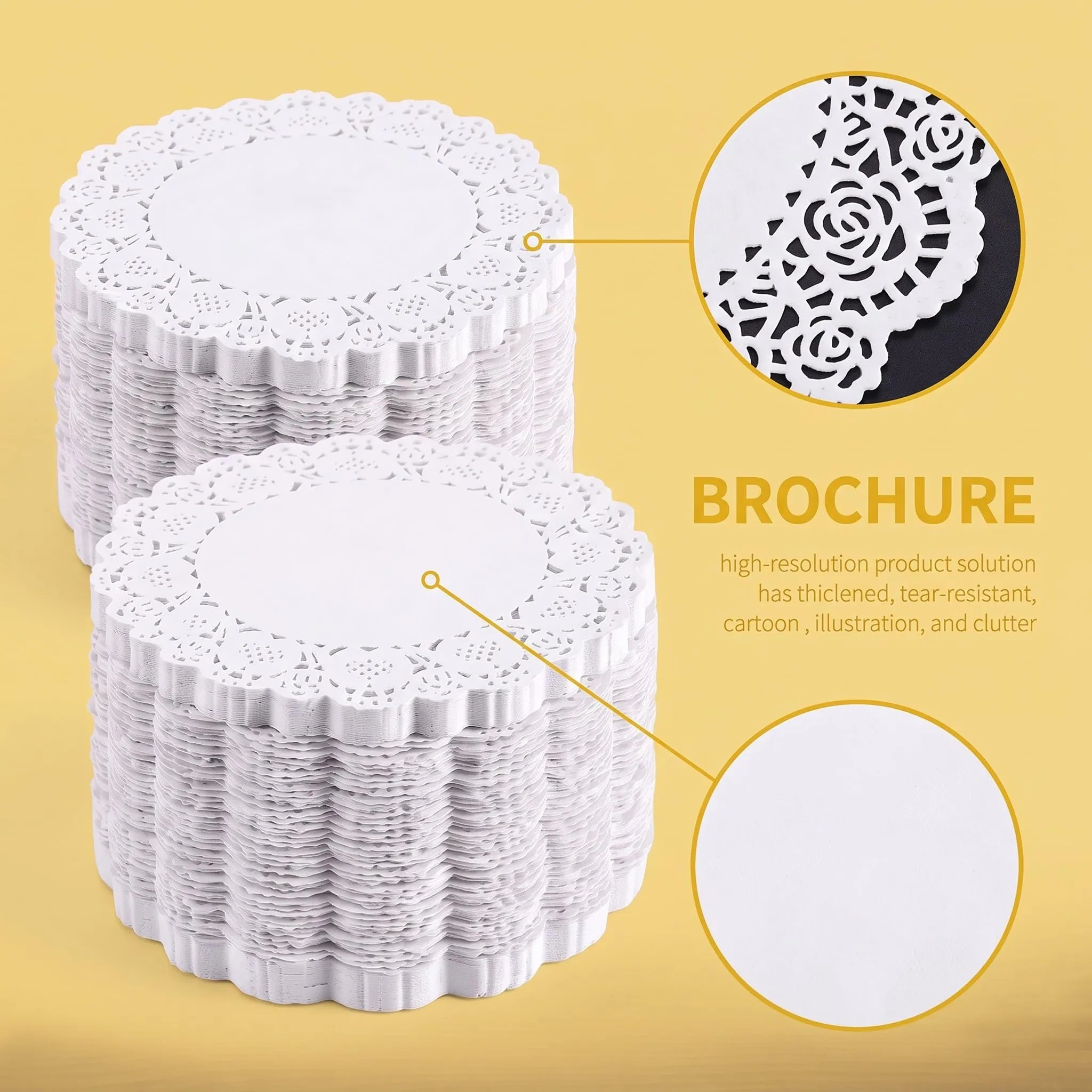 280 Centrini di Carta Rotondi 11.4 cm, Sottopiatti in Pizzo Bianco per Dolci e Torte, Tovagliette di Cartas Monouso Eleganti per Decorazione Tavola, Matrimonio e Buffet, Carta Assorbente per Fritti - immagine 6