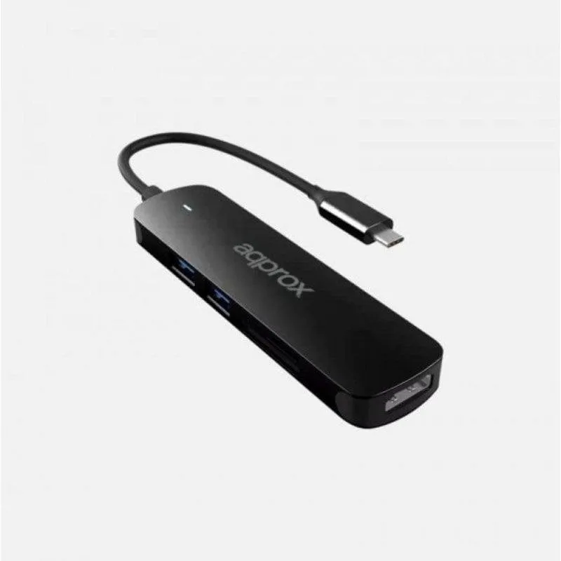 Hub USB Type-C Approx APPC45 5-in-1 HDMI 4K/30Hz 2x USB 3.0 Lettore SD/Micro SD Nero - immagine 1