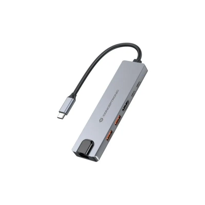 Hub Conceptronic DONN29G USB 3.2 Gen 2 Type-C 140W Grigio - immagine 1