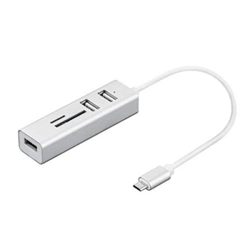 Hub USB Nilox NX090301141 Type-C 3 Porte USB 2.0 Lettore SD MicroSD Argento - immagine 1