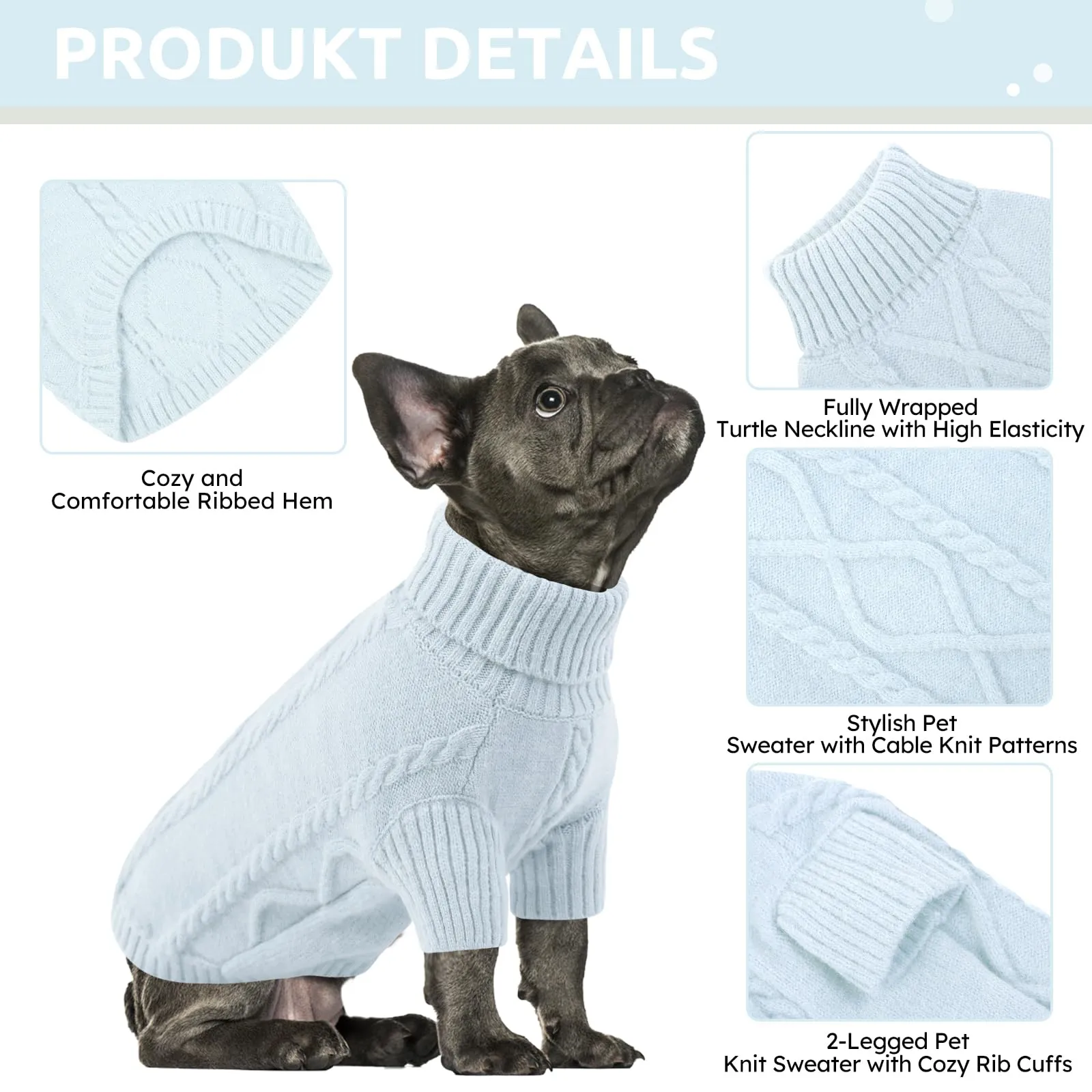 Queenmore Maglione Per Cani Di Taglia Piccola Maglia A Trecce Per Il Freddo - immagine 4
