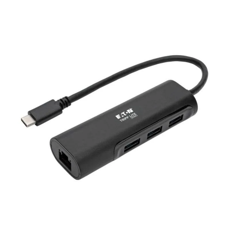 Adattatore Ethernet Gigabit Tripp Lite USB 3.1 Gen 1 Type-C con Hub USB 3 Porte Nero - immagine 1