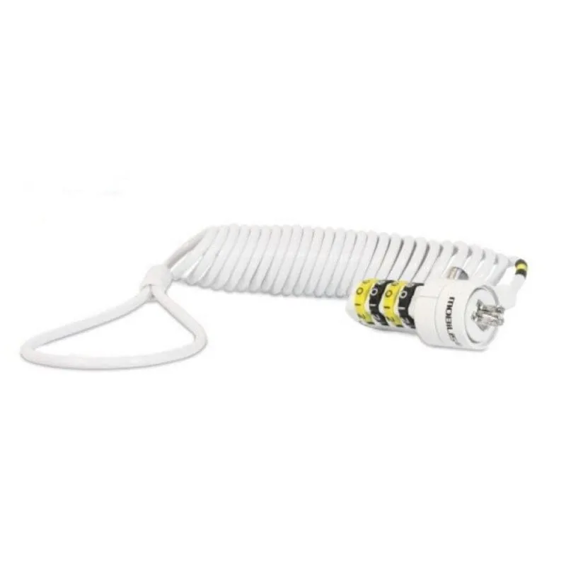 Cavo di Sicurezza con Lucchetto a Combinazione Mobilis 001234 1,8 m Bianco Acciaio - immagine 1