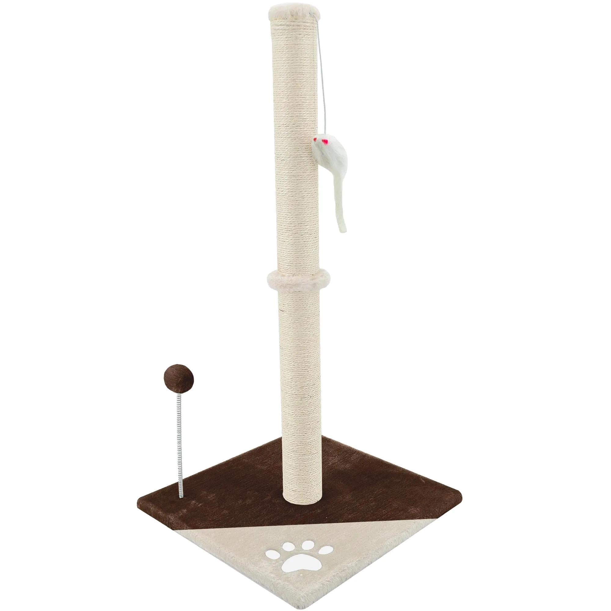 Beltom® Tiragraffi per gatti 81,5 cm. Parco Gioco Giochi GRAFFIATOIO SISAL Cuccia Albero Gatti Tira Graffi Palestra - Marrone-Beige - immagine 2