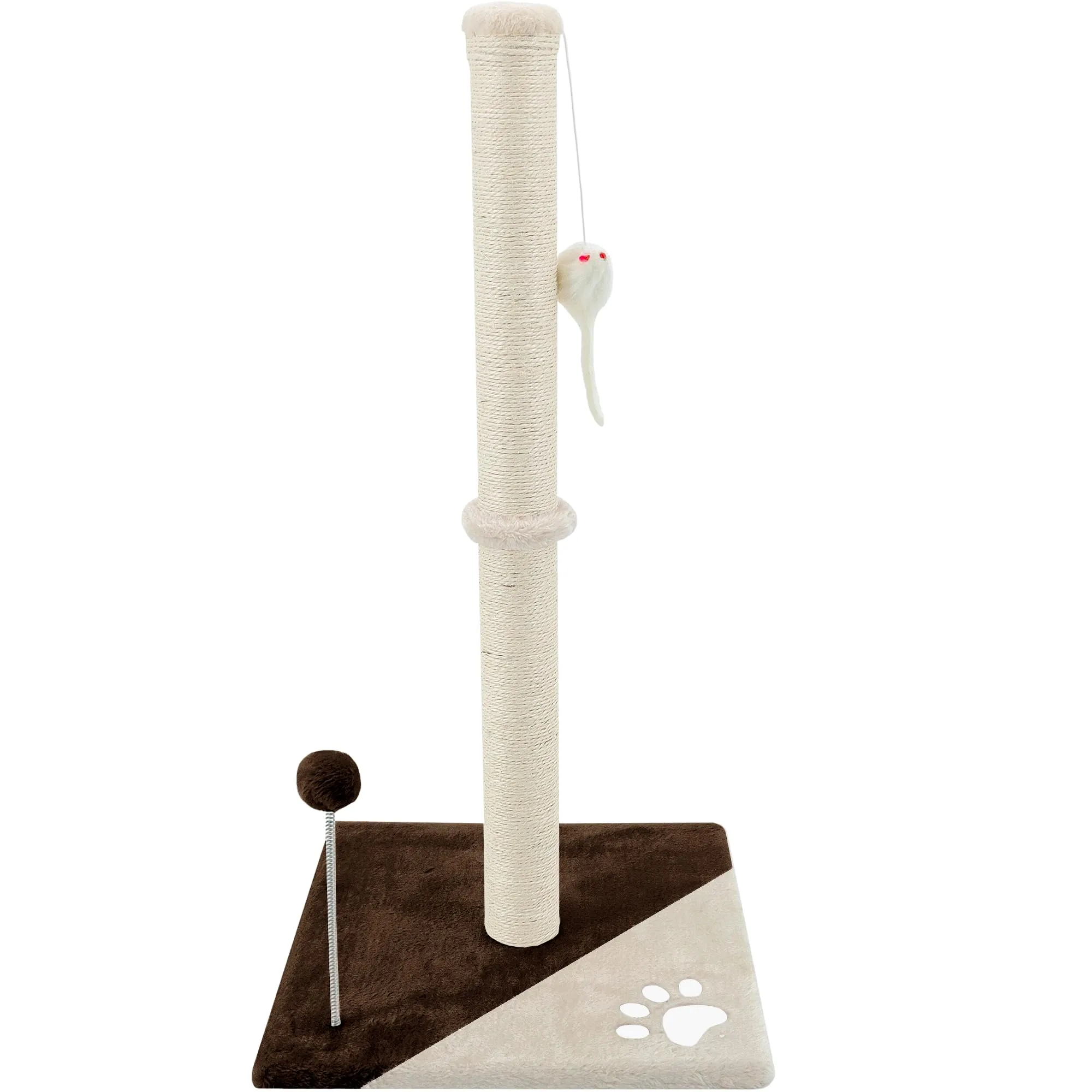 Beltom® Tiragraffi per gatti 81,5 cm. Parco Gioco Giochi GRAFFIATOIO SISAL Cuccia Albero Gatti Tira Graffi Palestra - Marrone-Beige - immagine 7