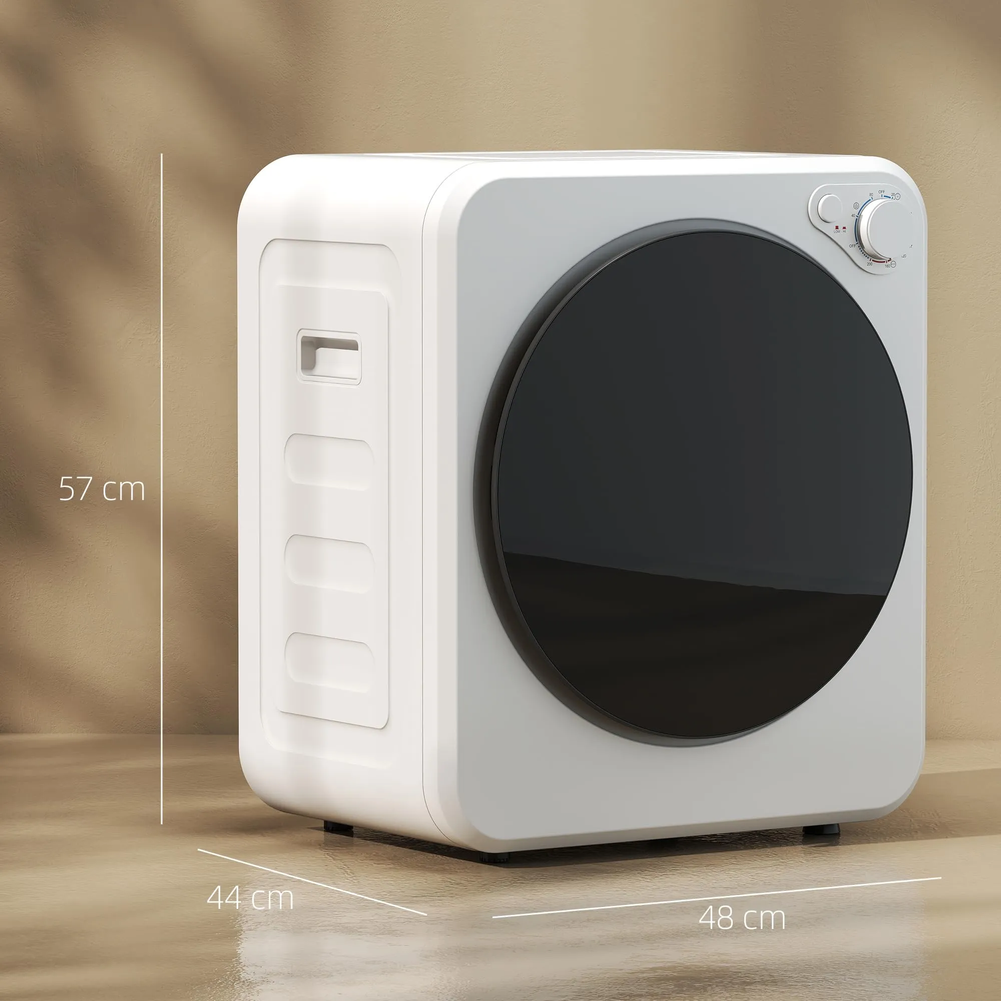 HOMCOM Mini Asciugatrice Portatile 2.5 kg, 5 Programmi, 800/400 W, Bianco - immagine 8