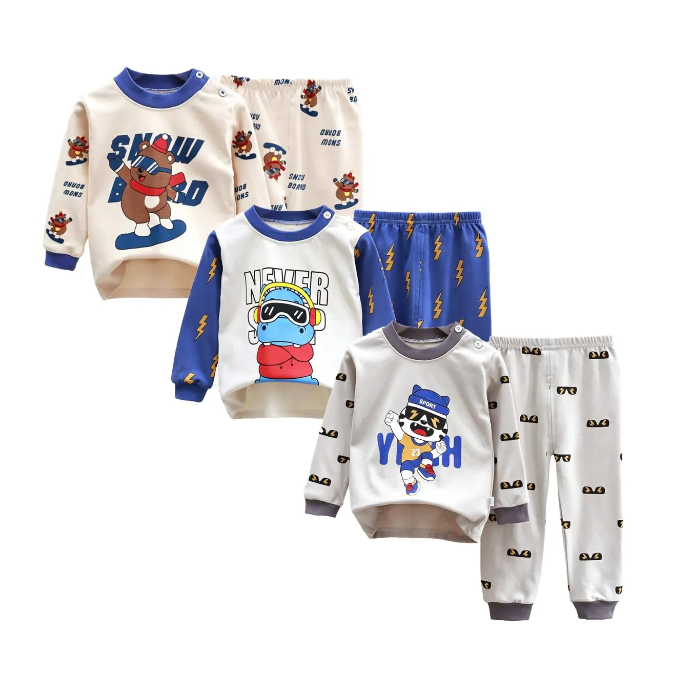 XM-Amigo 3 Completo Pigiami a Maniche Lunghe in Cotone per Bambino Maschio - immagine 1