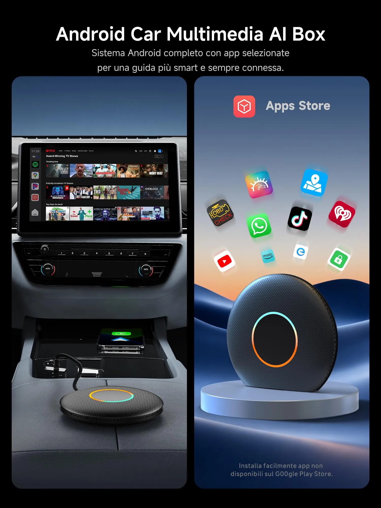 Adattatore wireless CarPlay/Android Auto, AI Box con 4G LTE/Navigazione GPS - immagine 5