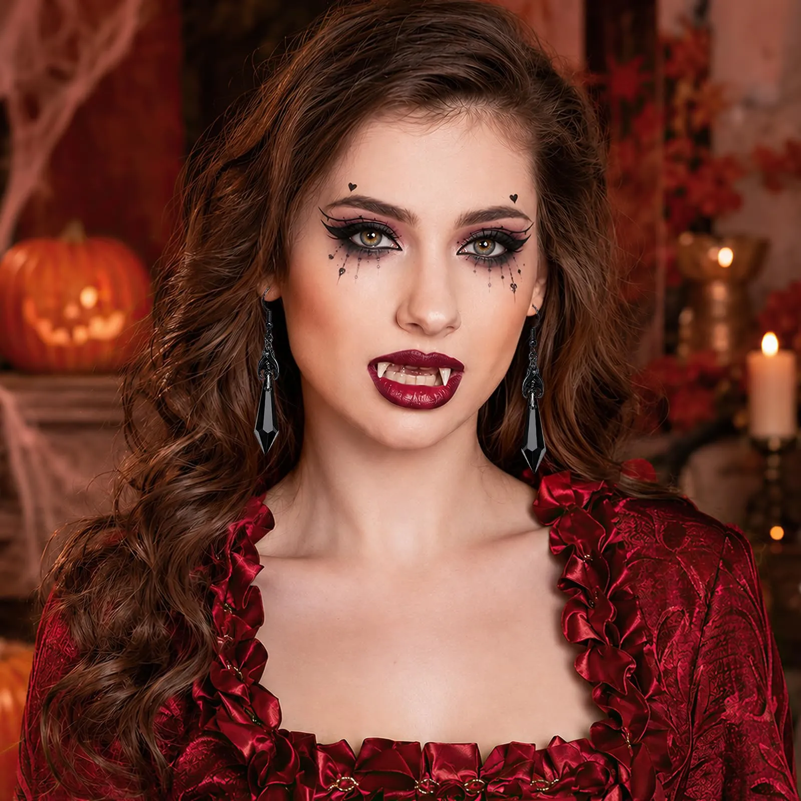 Orecchini Punk a Forma di Pipistrello, Orecchini Halloween Donna,C - immagine 6