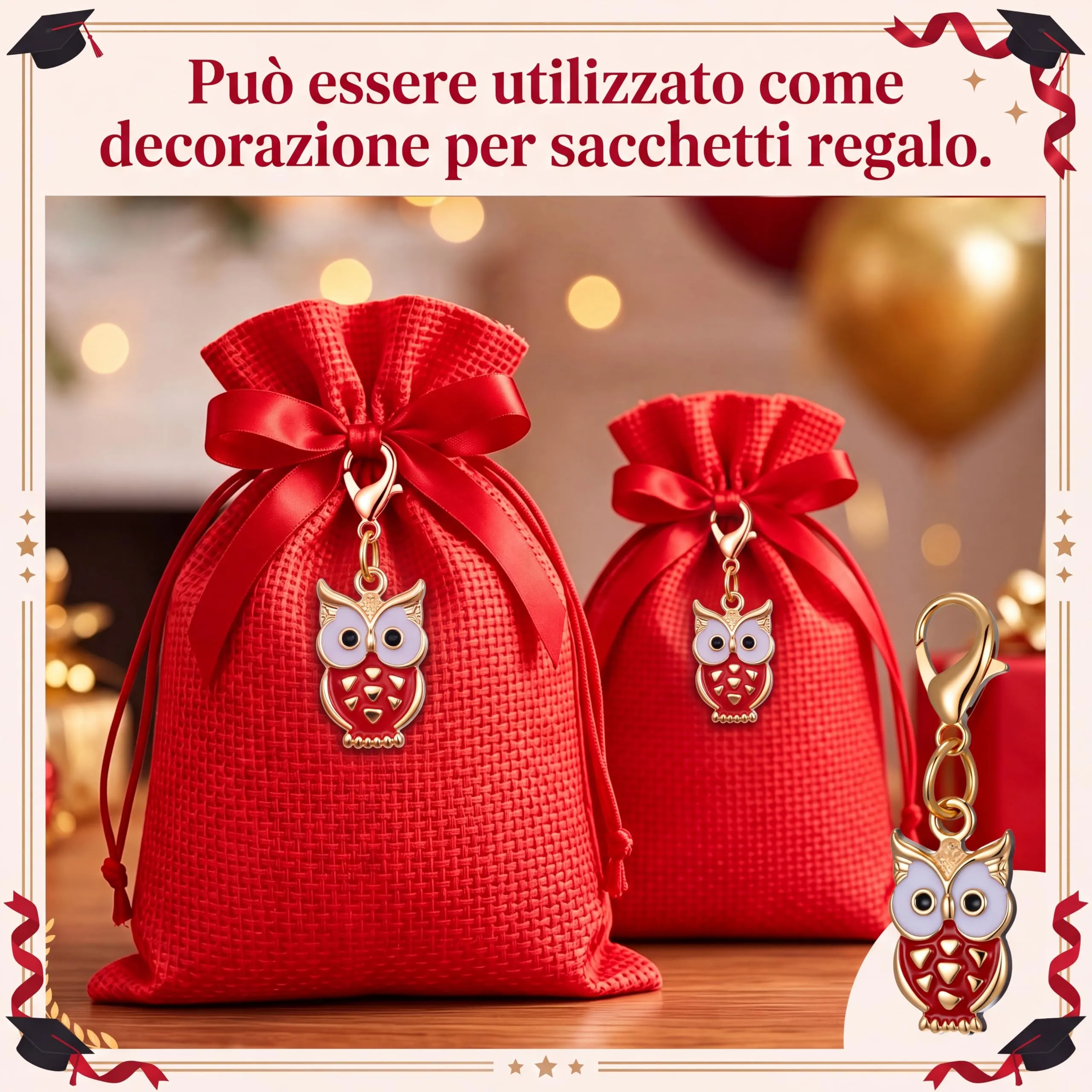 BBTO 24 Pezzi Portachiavi Laurea Gufo Bomboniere Laurea Gufetto - immagine 6