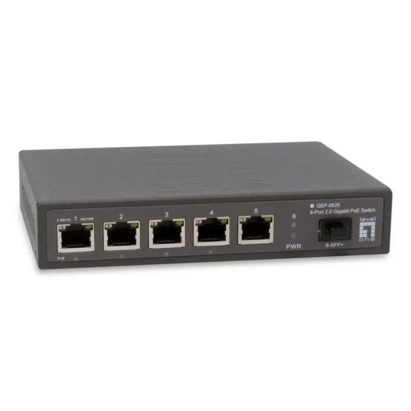 Switch LevelOne GEP-0625 5 Porte 2.5G PoE+ 1 SFP+ Silenzioso Non Gestito - immagine 1