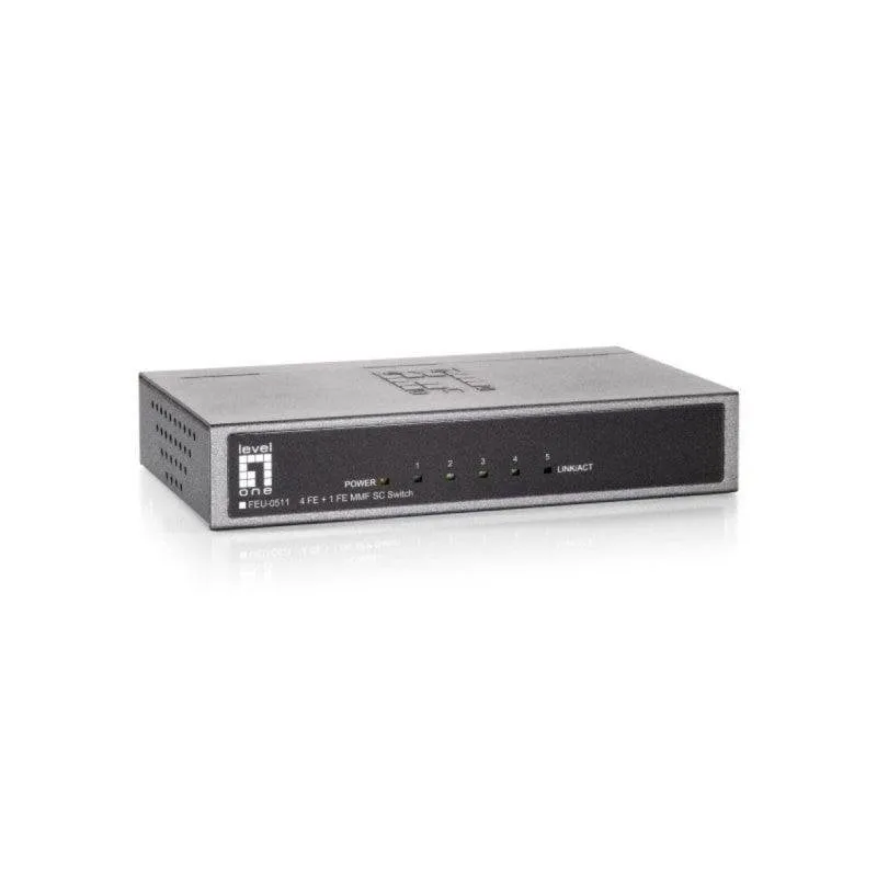 Switch LevelOne FSW-0513 4 Porte RJ-45 10/100Mbps 1 Fibra SC/ST 2km Metallo Desktop/Wall - immagine 1