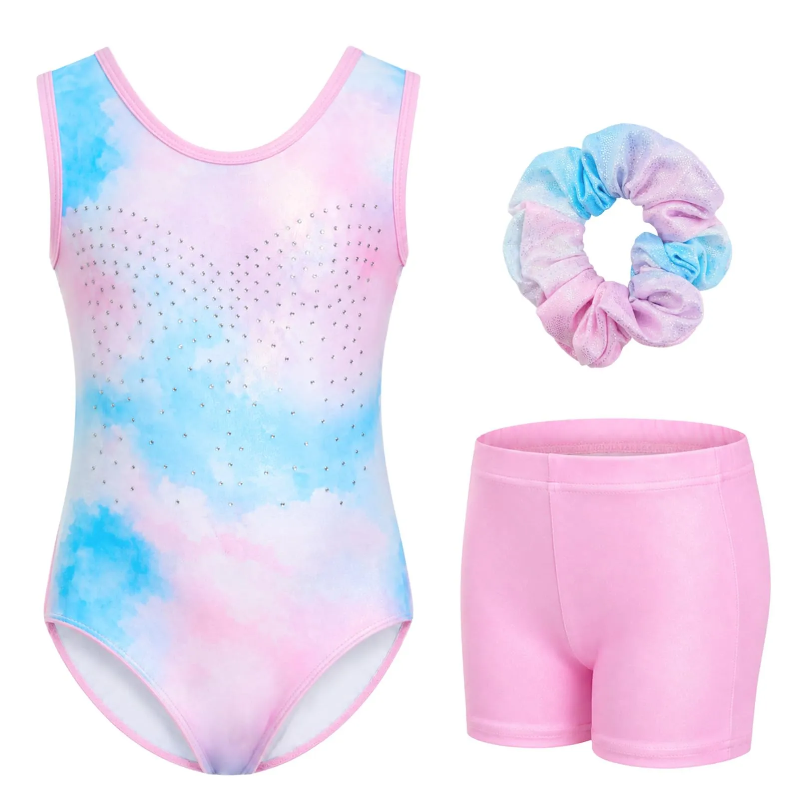 Gogokids Body da ginnastica per ragazze, 3 pezzi, set sportivo scintillante - immagine 1