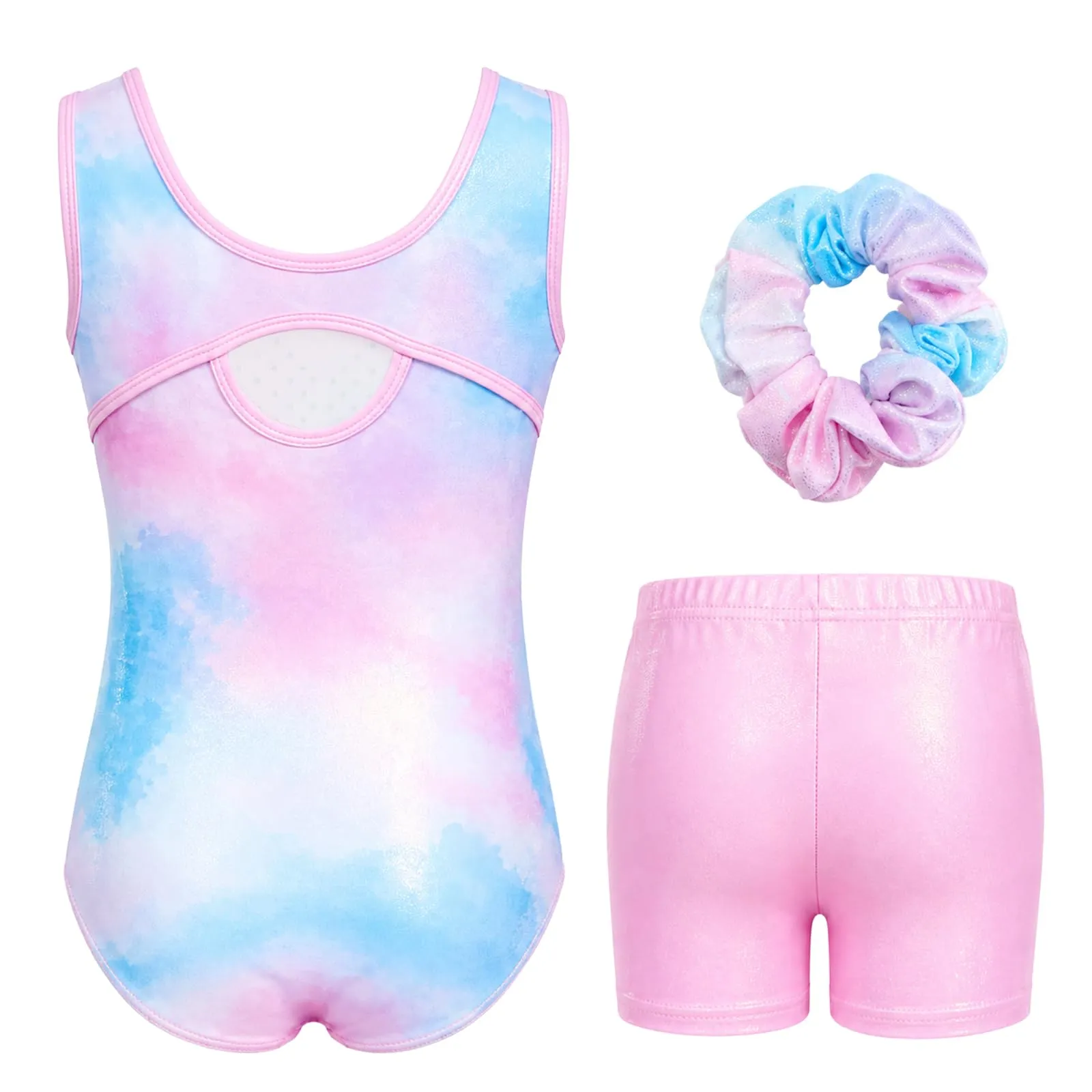 Gogokids Body da ginnastica per ragazze, 3 pezzi, set sportivo scintillante - immagine 2
