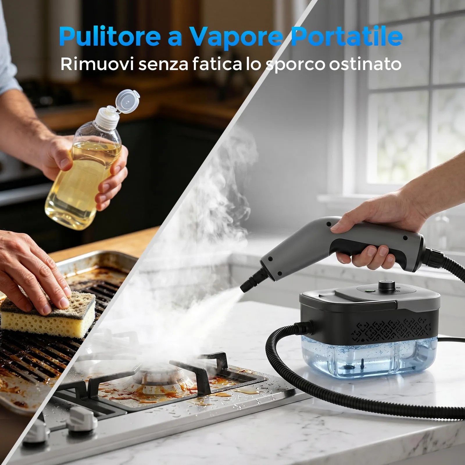 Pulitore a Vapore, Pulitore a Vapore Portatile, 1600ML Serbatoio, 4 Bar - immagine 2