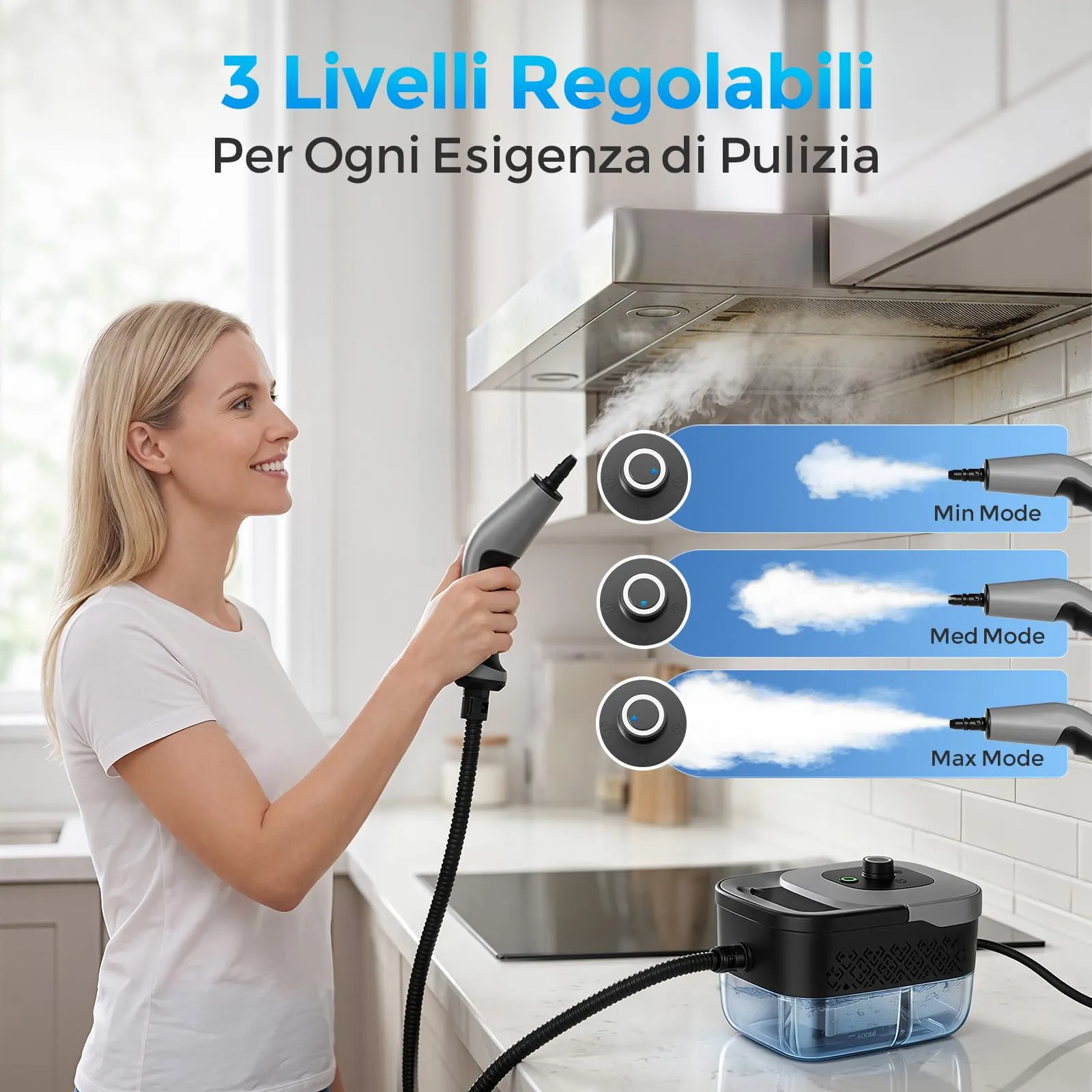 Pulitore a Vapore, Pulitore a Vapore Portatile, 1600ML Serbatoio, 4 Bar - immagine 8