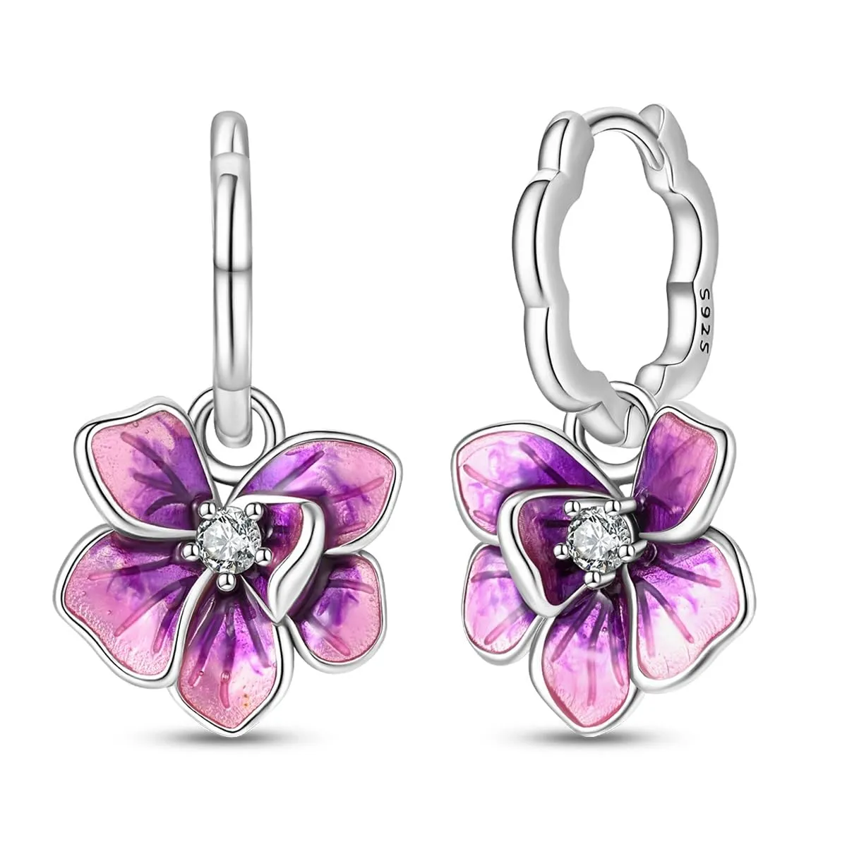 QIKAOLA S925 Orecchini in argento da donna Orecchini a cerchio ipoallergenici Orecchini Huggie con zirconia cubica - immagine 1