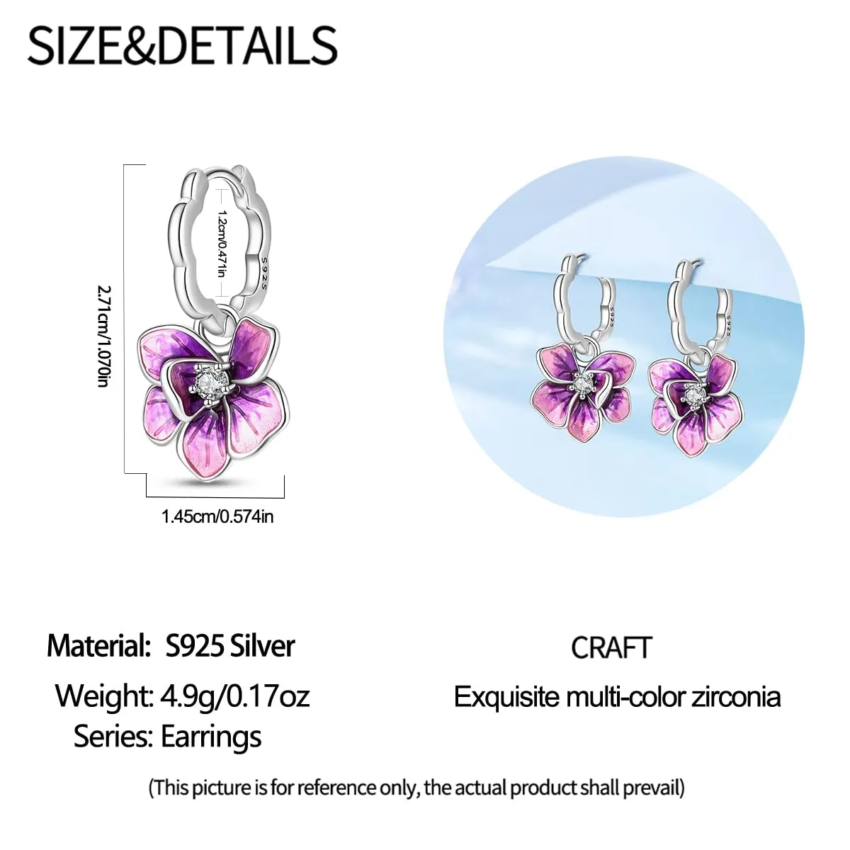 QIKAOLA S925 Orecchini in argento da donna Orecchini a cerchio ipoallergenici Orecchini Huggie con zirconia cubica - immagine 5