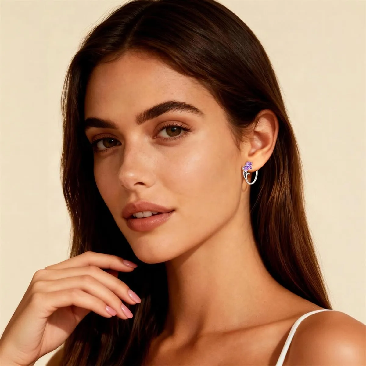 QIKAOLA S925 Orecchini in argento da donna Orecchini a cerchio ipoallergenici Orecchini Huggie con zirconia cubica - immagine 4