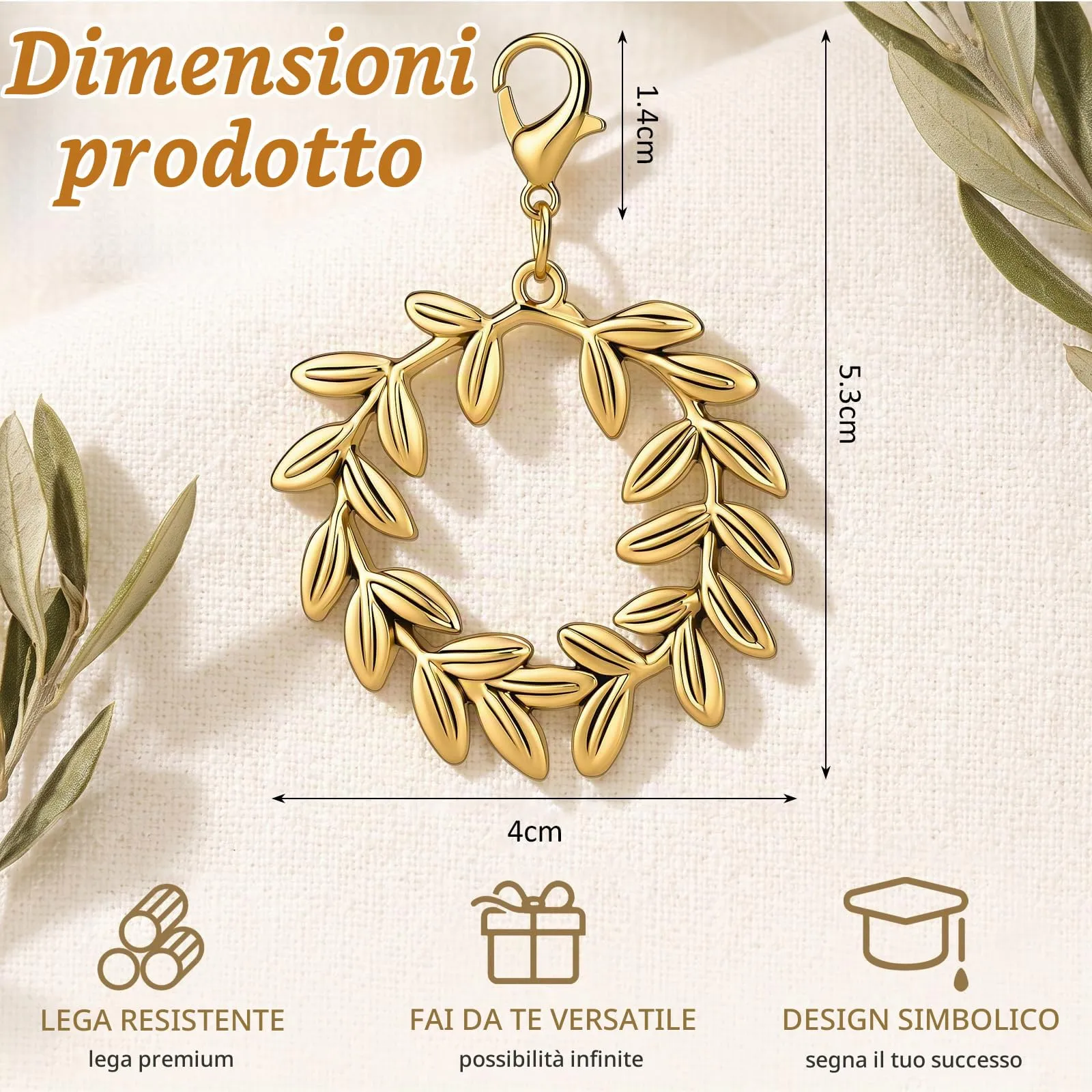 BBTO 24 Pezzi Corona  di Alloro Portachiavi con Fibbia a Moschettone 14 Mm - immagine 2