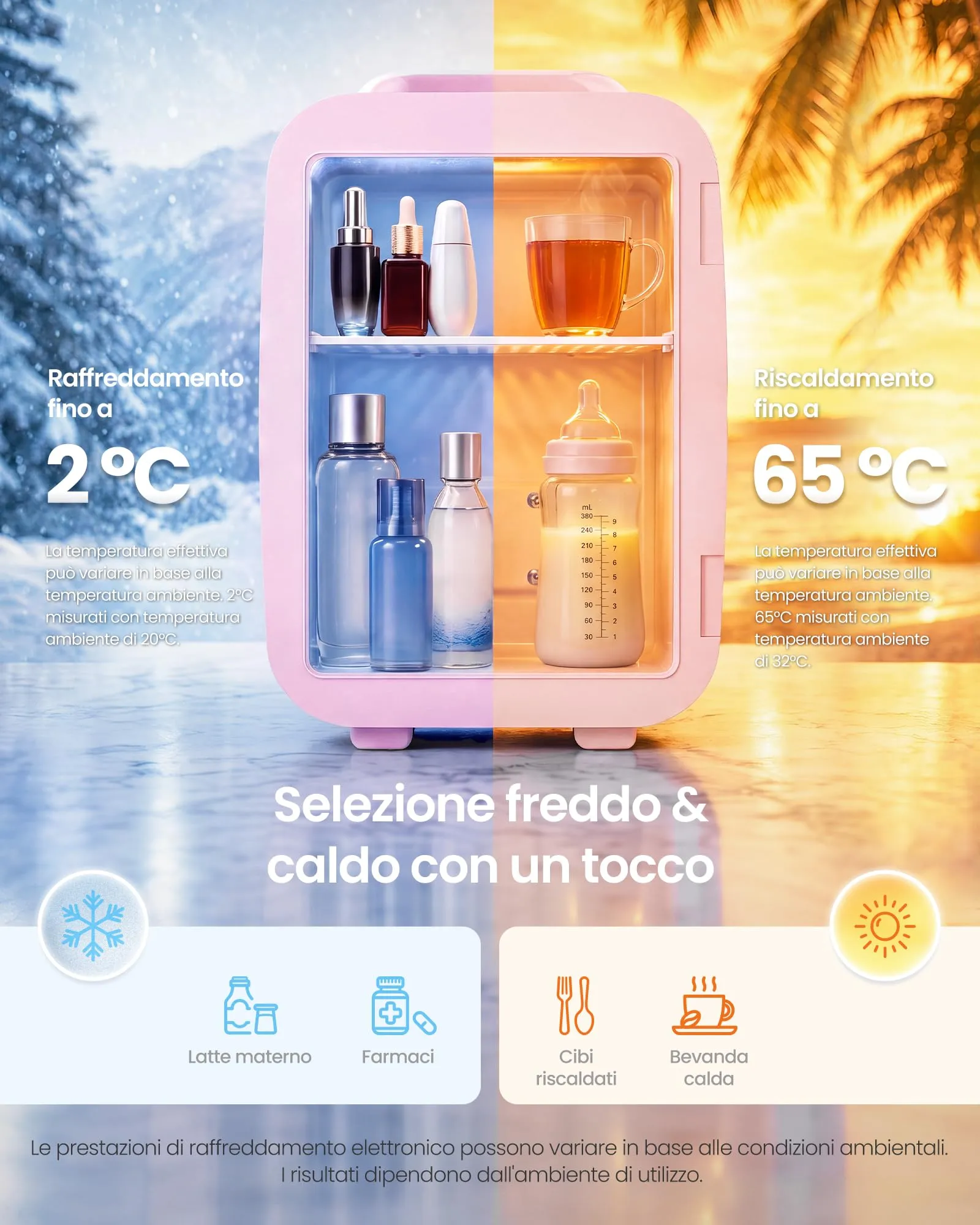 SONGMICS Mini Frigo, Frigorifero Portatile Caldo e Freddo, 4 L - immagine 3