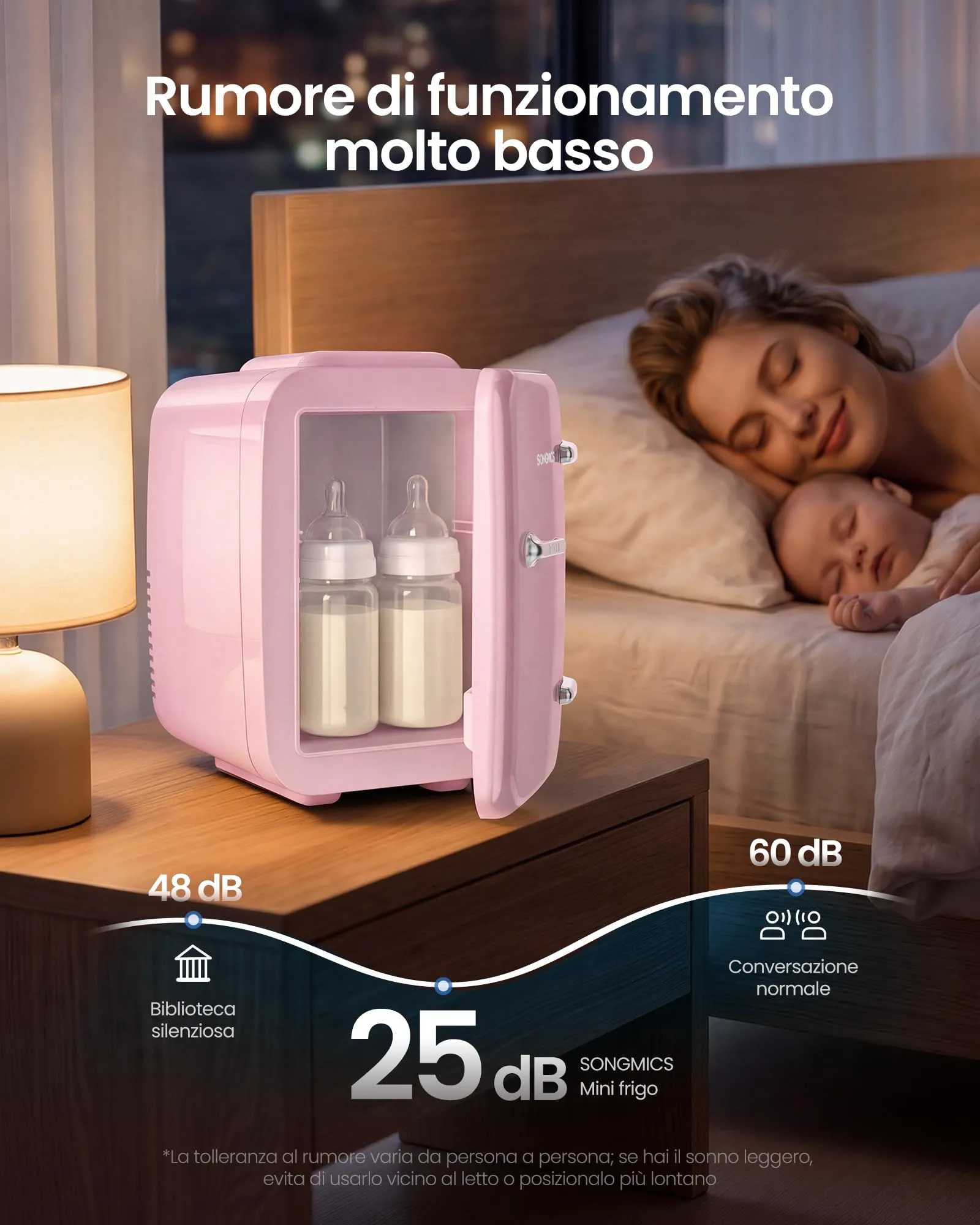 SONGMICS Mini Frigo, Frigorifero Portatile Caldo e Freddo, 4 L - immagine 6