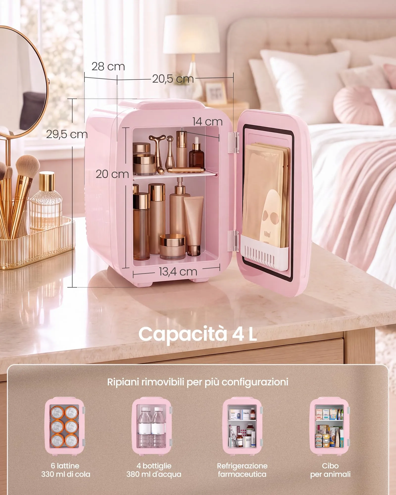 SONGMICS Mini Frigo, Frigorifero Portatile Caldo e Freddo, 4 L - immagine 7