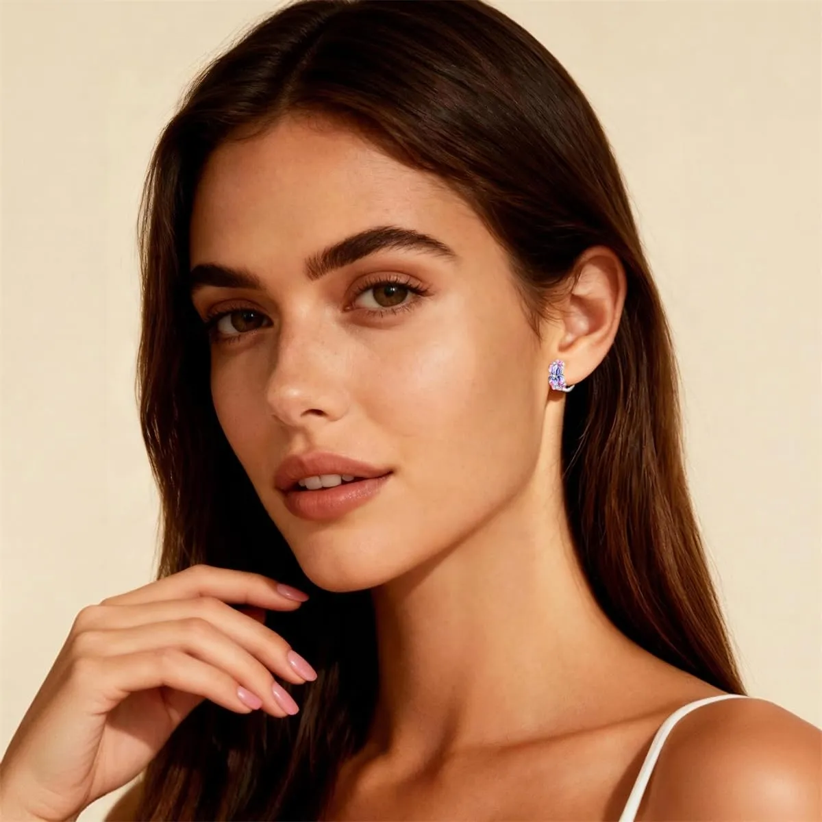 QIKAOLA S925 Orecchini in argento da donna Orecchini a cerchio ipoallergenici Orecchini Huggie con zirconia cubica - immagine 4