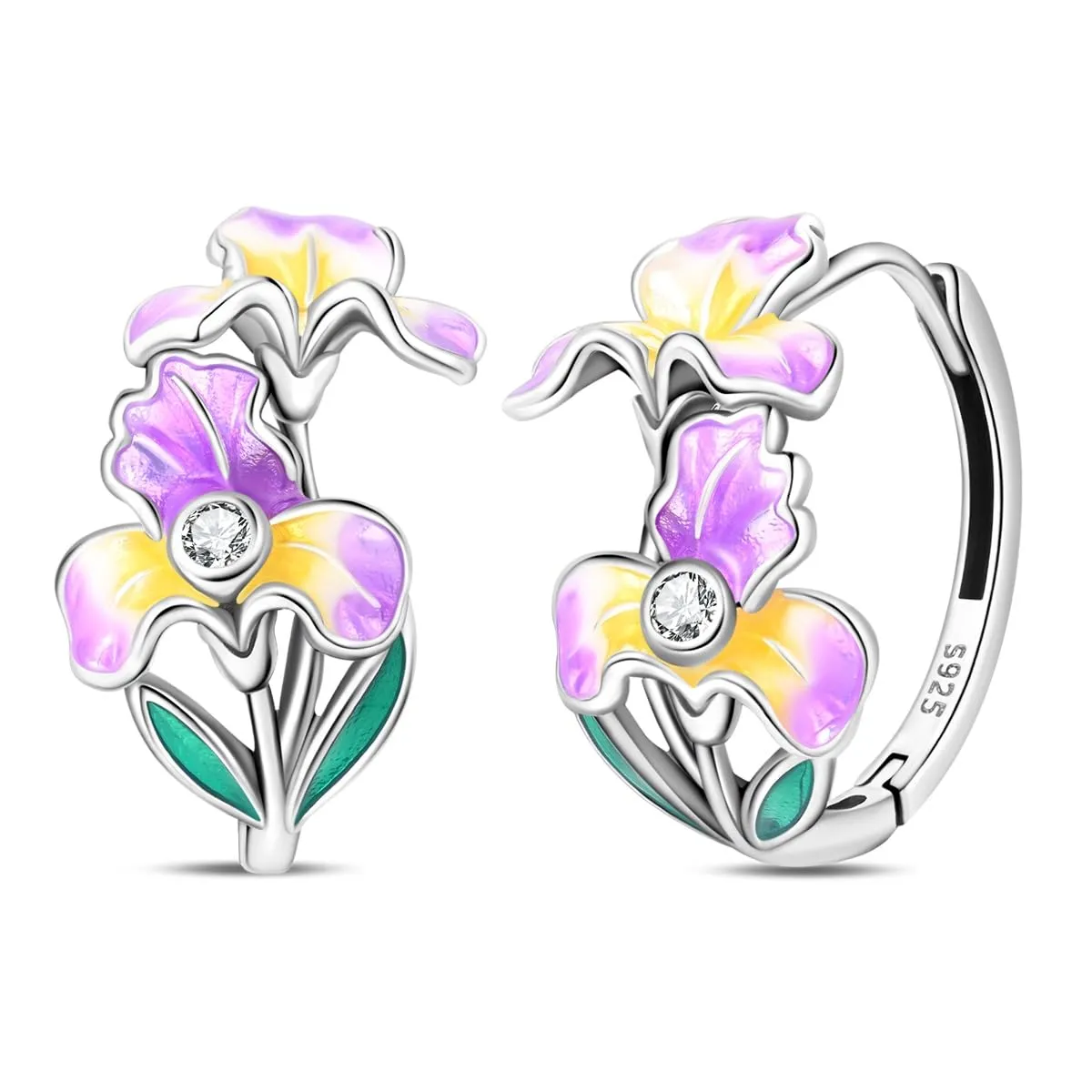 QIKAOLA S925 Orecchini in argento da donna Orecchini a cerchio ipoallergenici Orecchini Huggie con zirconia cubica - immagine 1