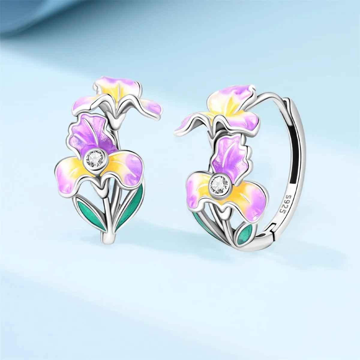 QIKAOLA S925 Orecchini in argento da donna Orecchini a cerchio ipoallergenici Orecchini Huggie con zirconia cubica - immagine 2