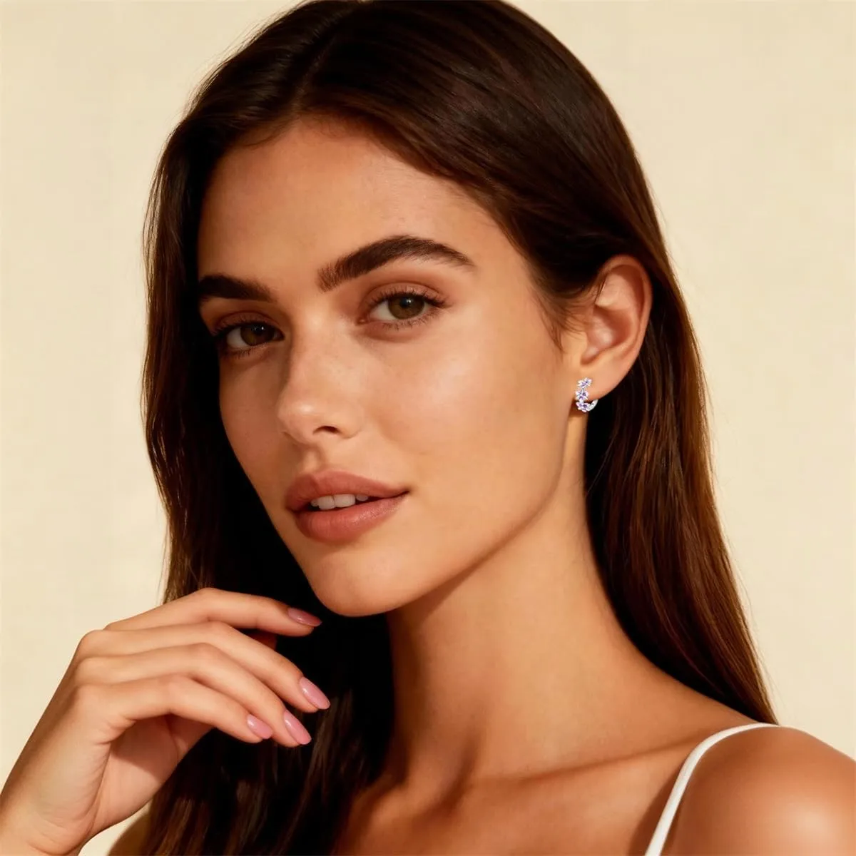 QIKAOLA S925 Orecchini in argento da donna Orecchini a cerchio ipoallergenici Orecchini Huggie con zirconia cubica - immagine 3