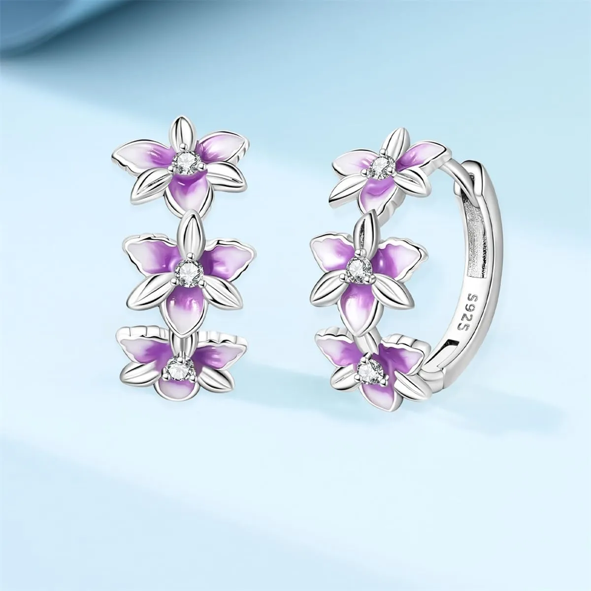 QIKAOLA S925 Orecchini in argento da donna Orecchini a cerchio ipoallergenici Orecchini Huggie con zirconia cubica - immagine 4