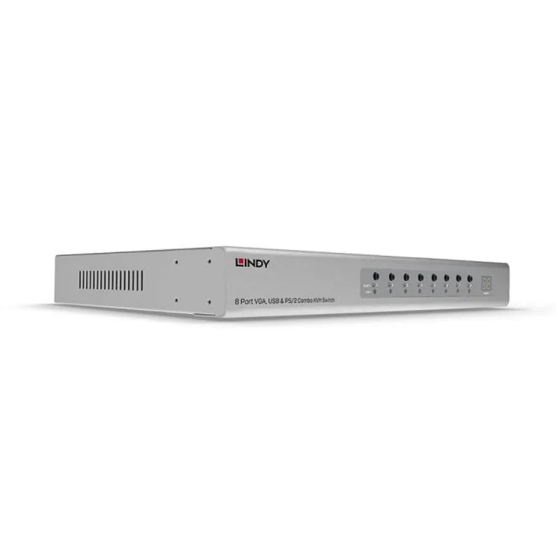 KVM Switch Lindy 39526 VGA 8 Porte 2048 x 1536 Full HD Rack 1U Argento - immagine 1
