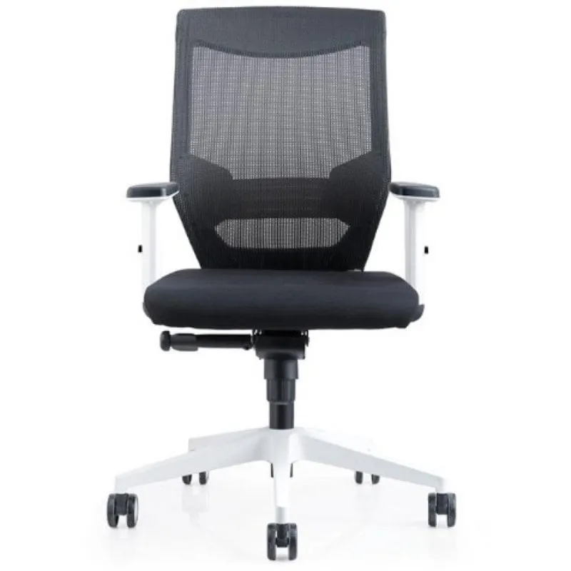 Sedia ufficio Rocada Ergoline 908w-4 molla gas regolabile, schienale in rete nera, base bianca - immagine 1