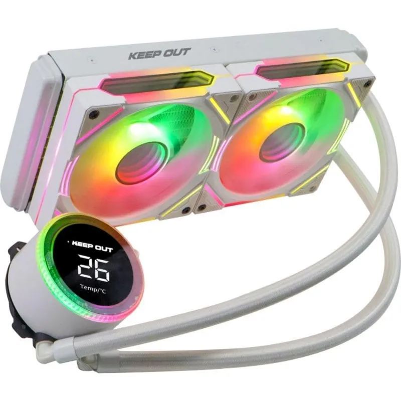 Kit Refrigerazione Liquida Keep Out Gaming XWC-240PRO Due Ventole 12cm ARGB Bianco - immagine 1
