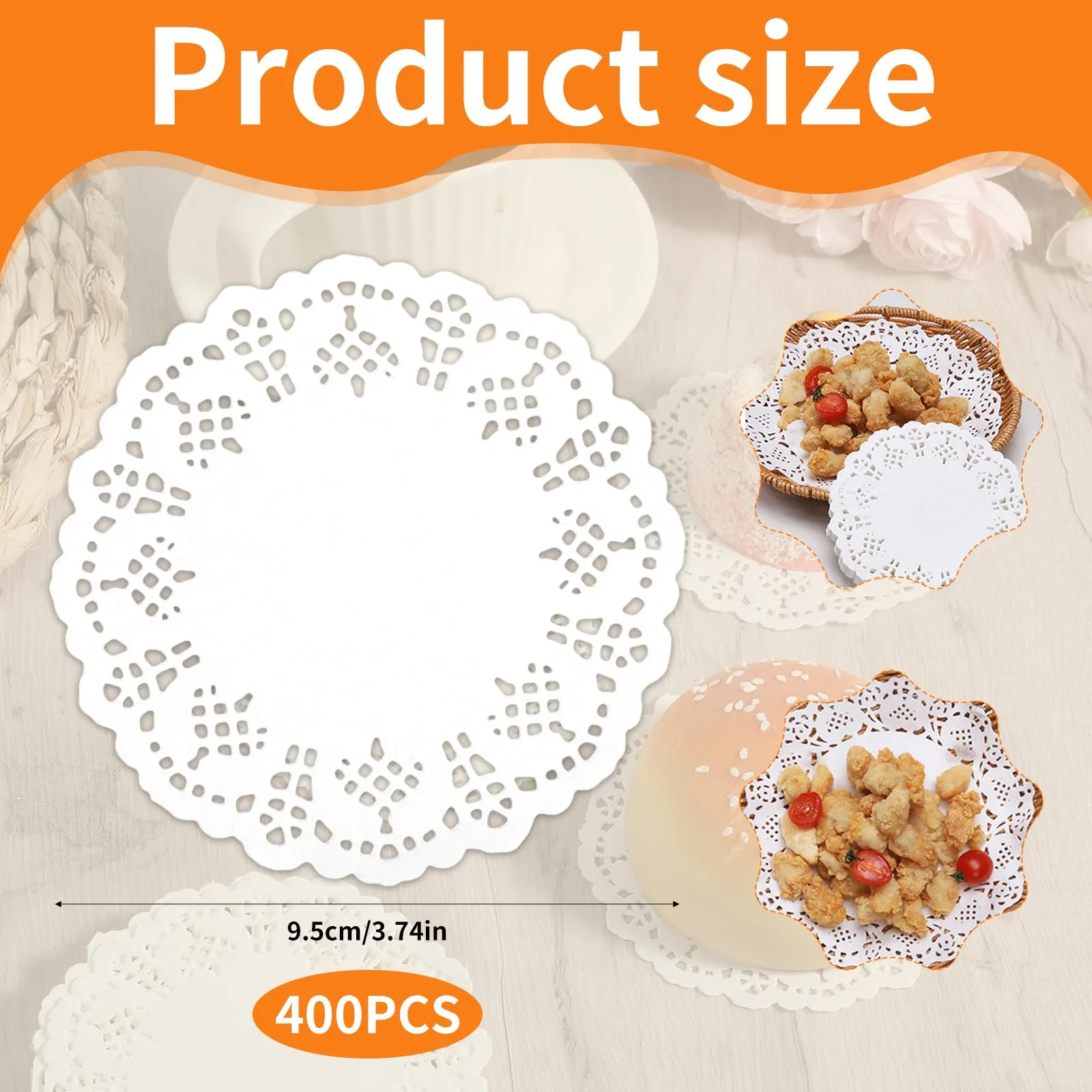 400 Pezzi Centrini Carta Pizzo Rotondi 9 cm - immagine 3