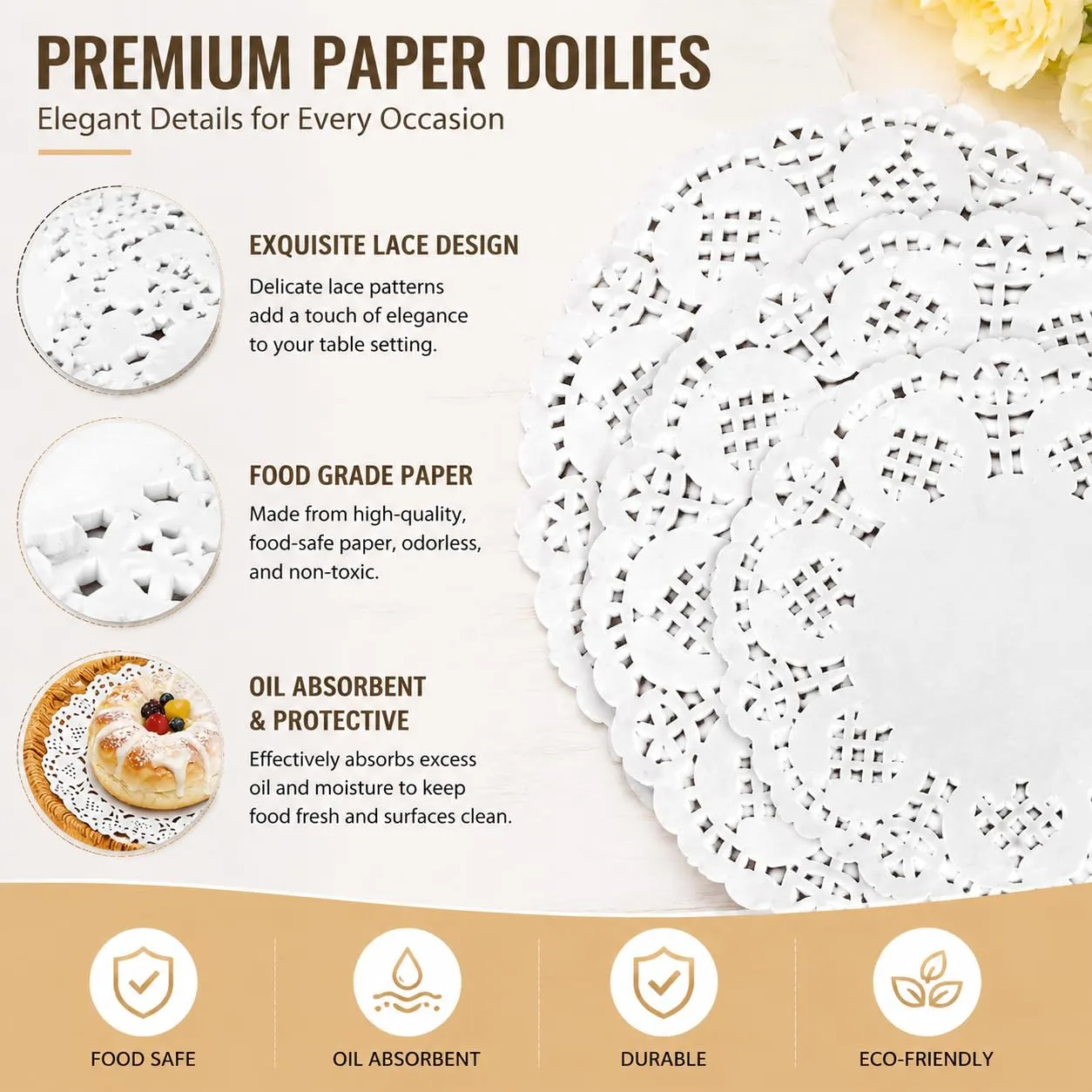 400 Pezzi Centrini Carta Pizzo Rotondi 9 cm - immagine 4