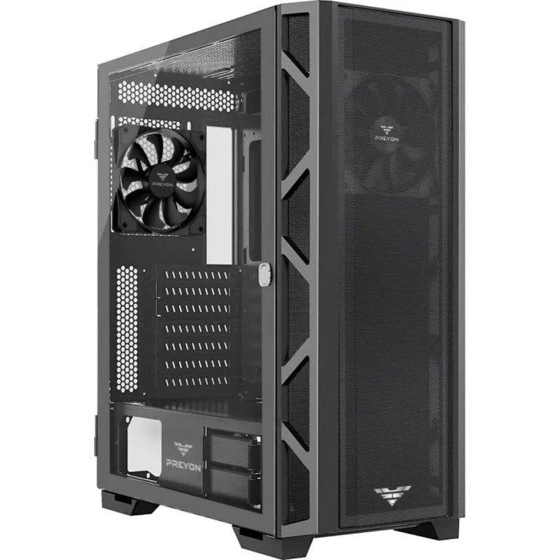 Case PC Preyon Nest Meshy ATX Vetro Temperato Mesh Nero con Supporto GPU - immagine 1