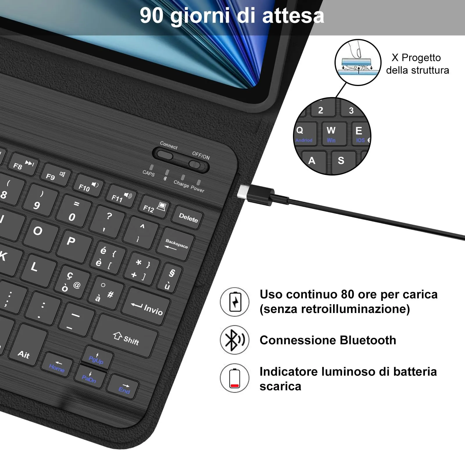Cover Tastiera per iPad Air 11 M4 2026/M3 2025/M2 2024 11 Pollici - immagine 4