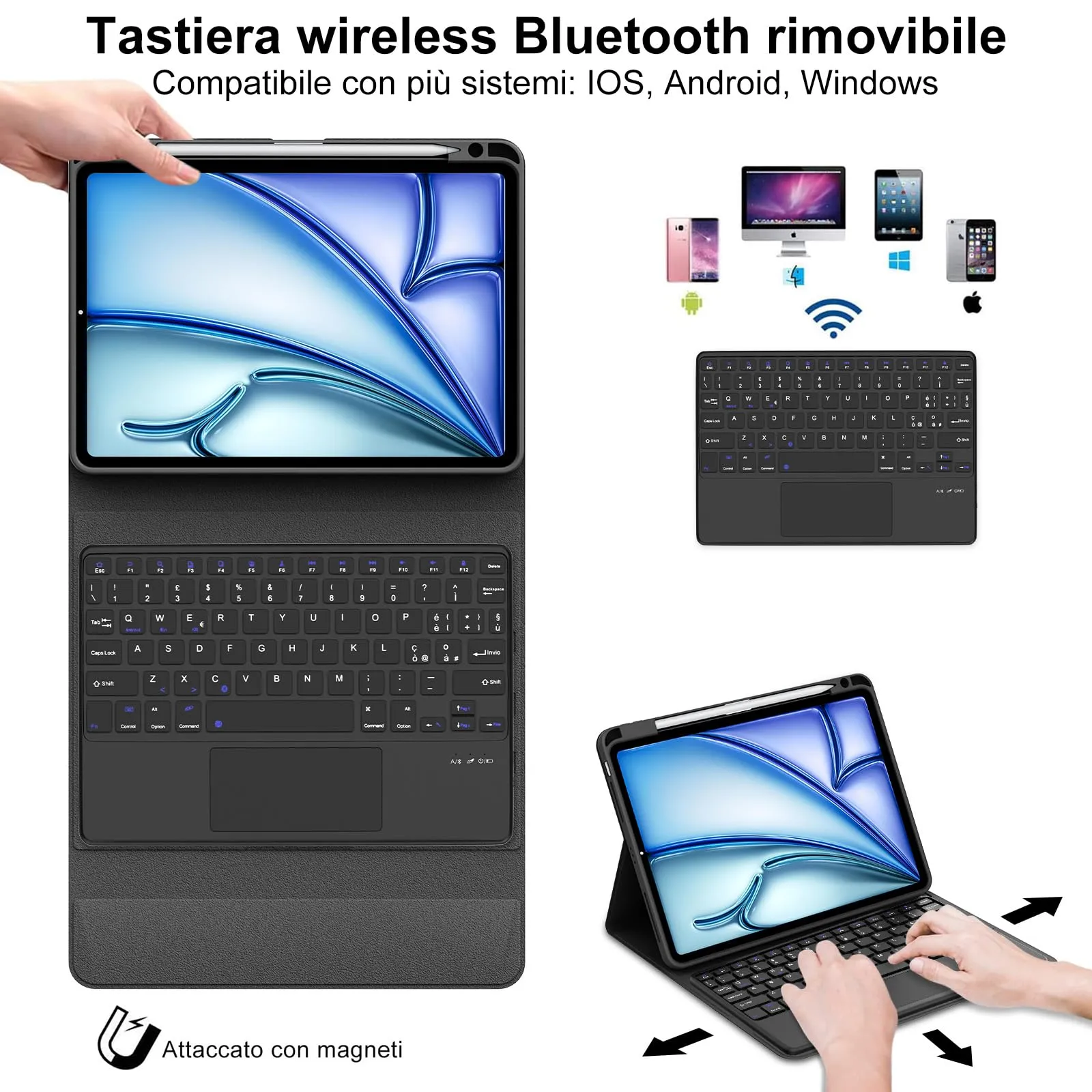 Cover Tastiera per iPad Air 11 M4 2026/M3 2025/M2 2024 11 Pollici - immagine 3