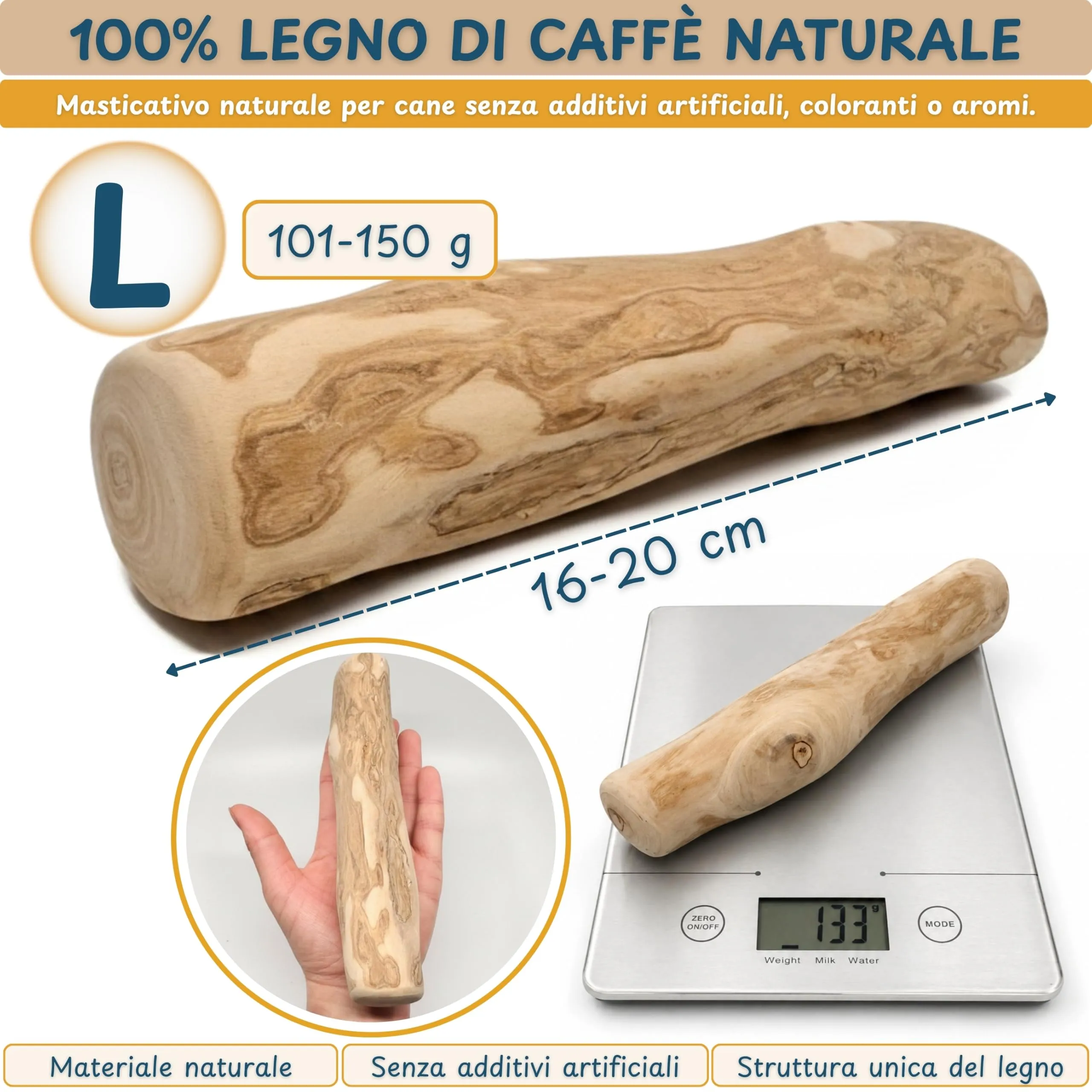Wildeers Legno di Caffè per Cani, Resistente, Taglia L, 16-20 cm, 3 Pezzi - immagine 4