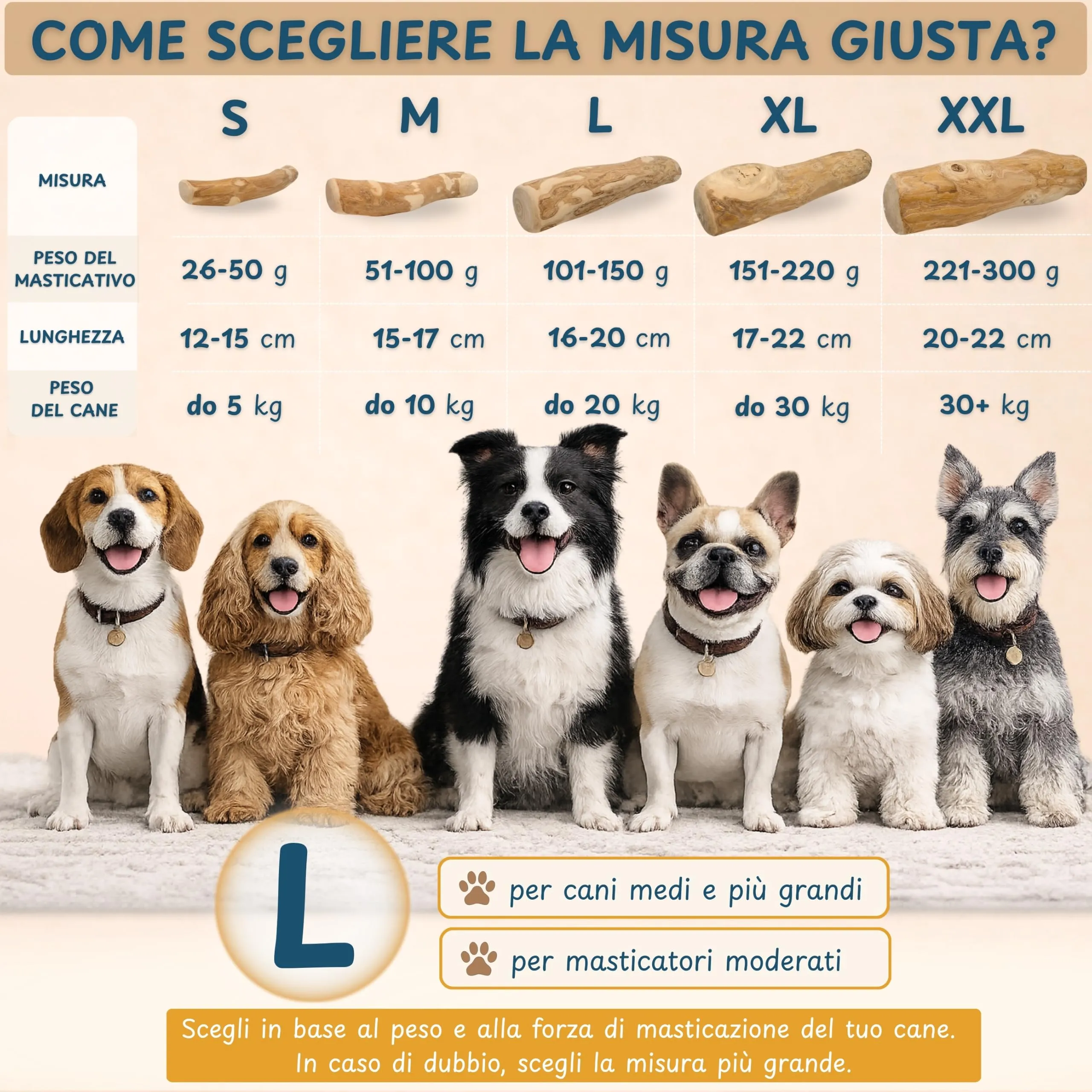 Wildeers Legno di Caffè per Cani, Resistente, Taglia L, 16-20 cm, 3 Pezzi - immagine 6