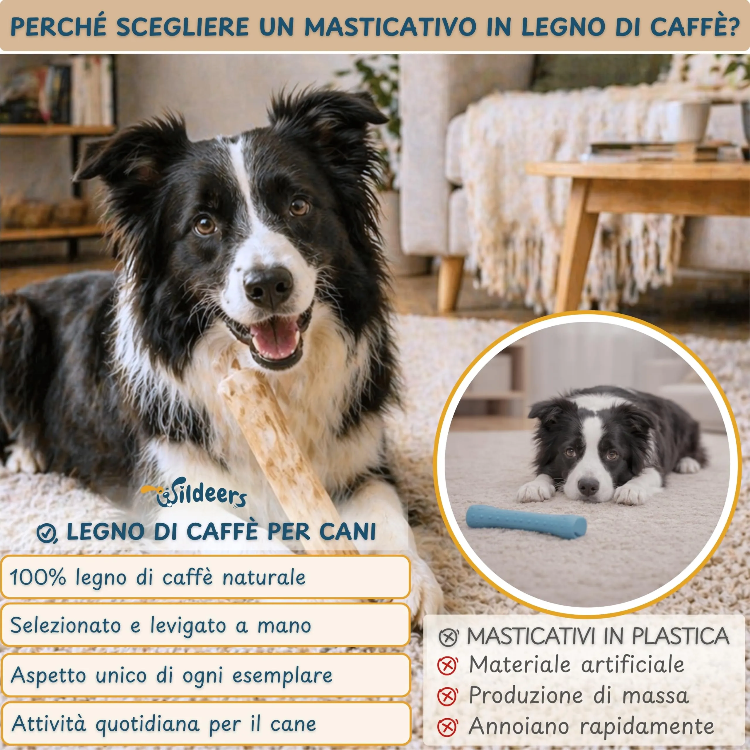 Wildeers Legno di Caffè per Cani, Resistente, Taglia L, 16-20 cm, 3 Pezzi - immagine 9